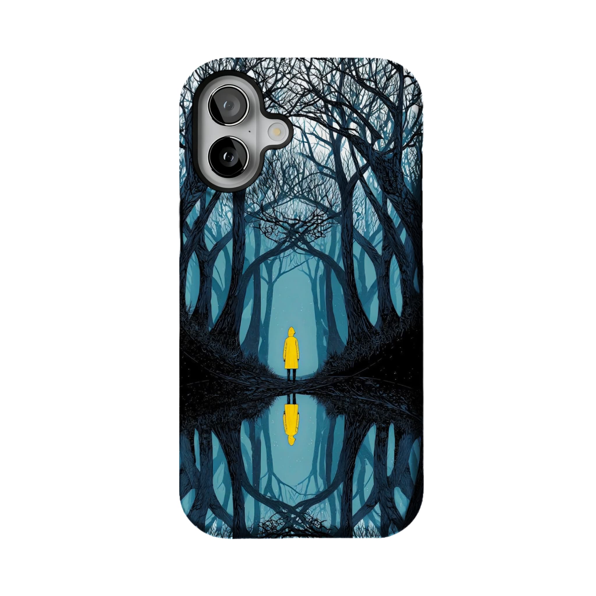 Dark Fairy Tale Forest Phone Case | Symmetric Yellow Raincoat Kid Shockproof Cover