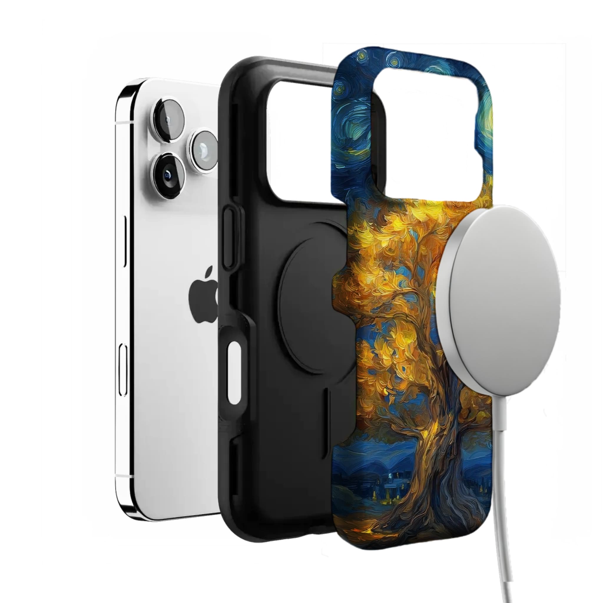 Van Gogh Swirl Starry Sky Golden Autumn Tree Oil Painting Shockproof iPhone Case