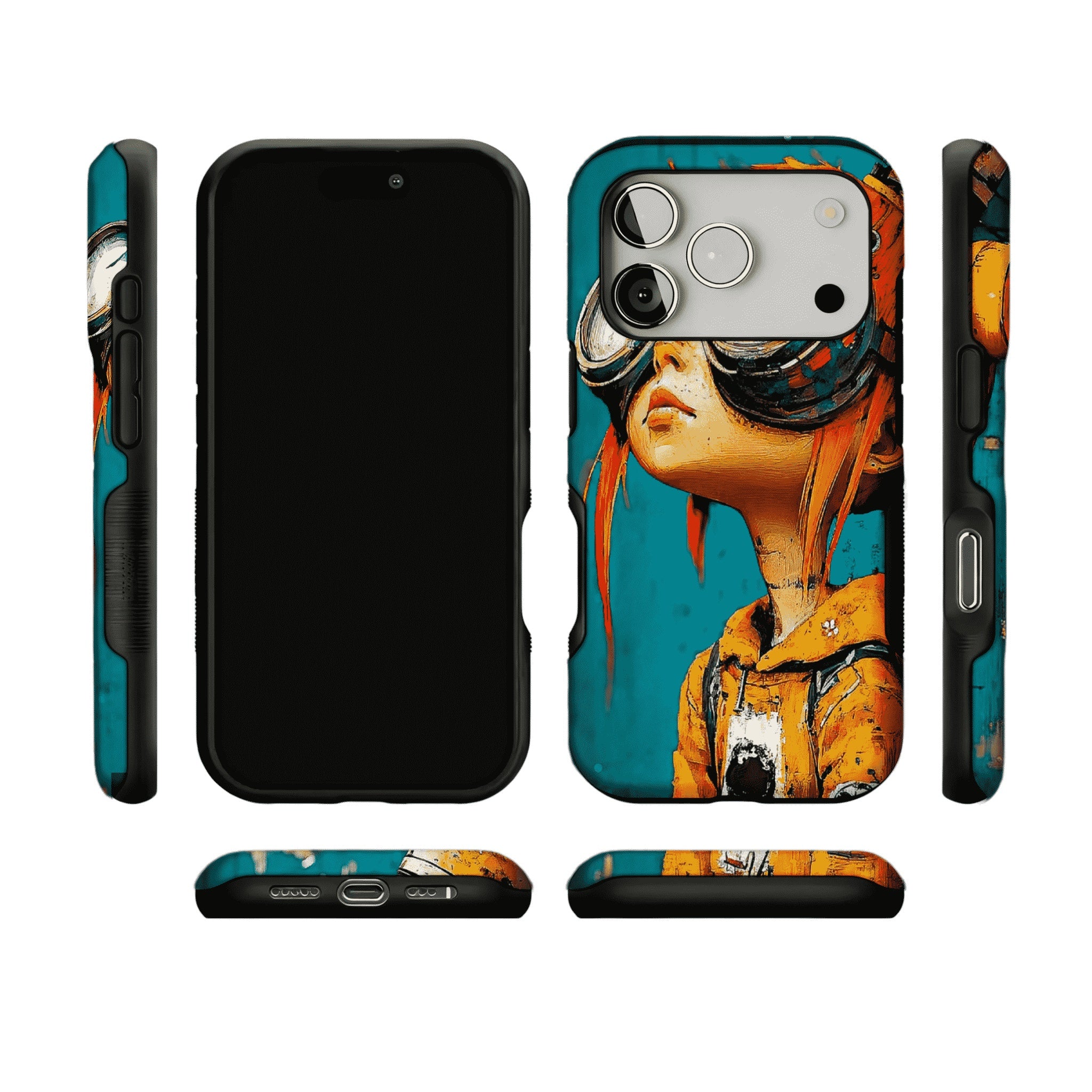Vintage Impasto Steampunk Pilot Girl Oil Art iPhone Protective Cover