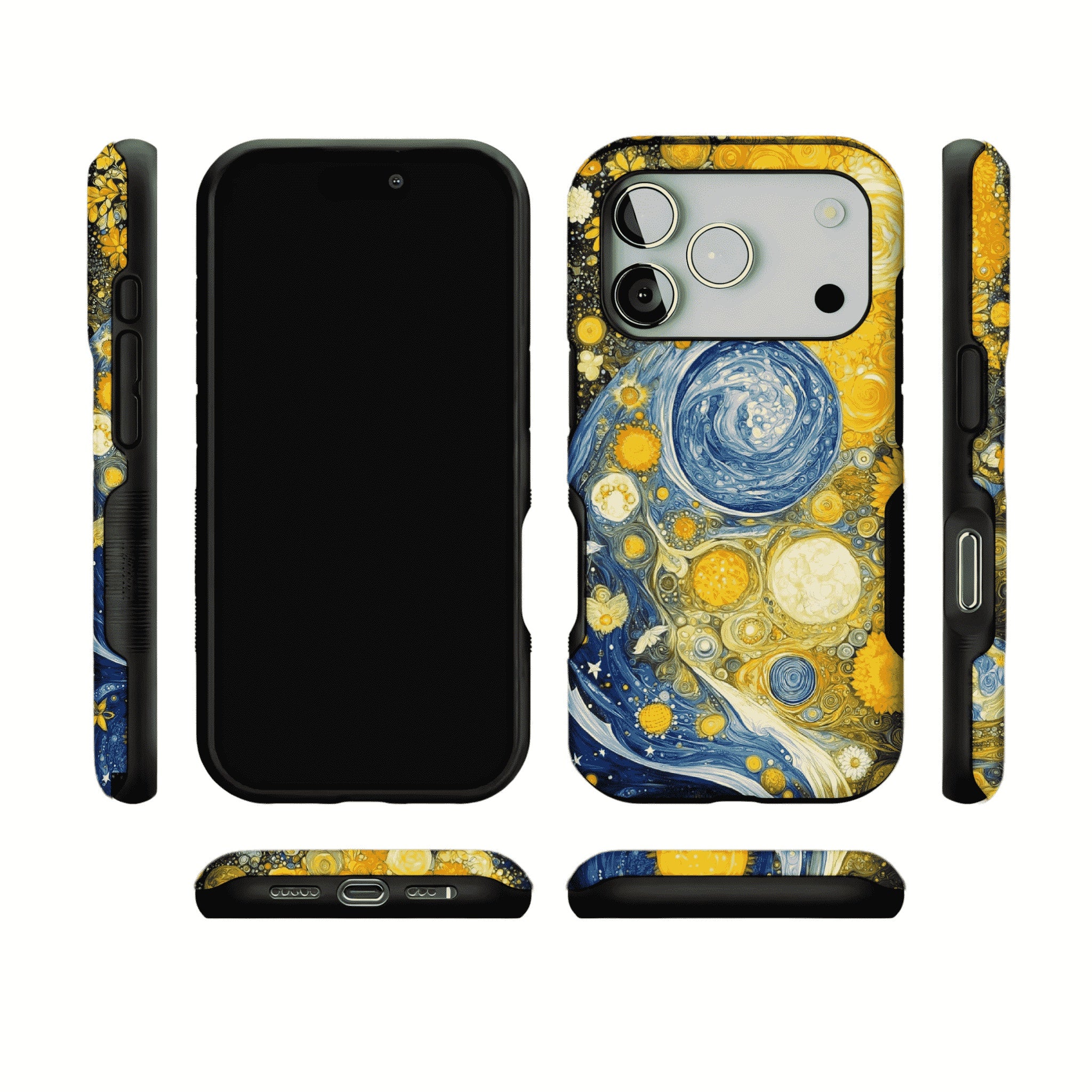 Van Gogh Starry Night Sunflower Mix Impasto Art Shockproof iPhone Case