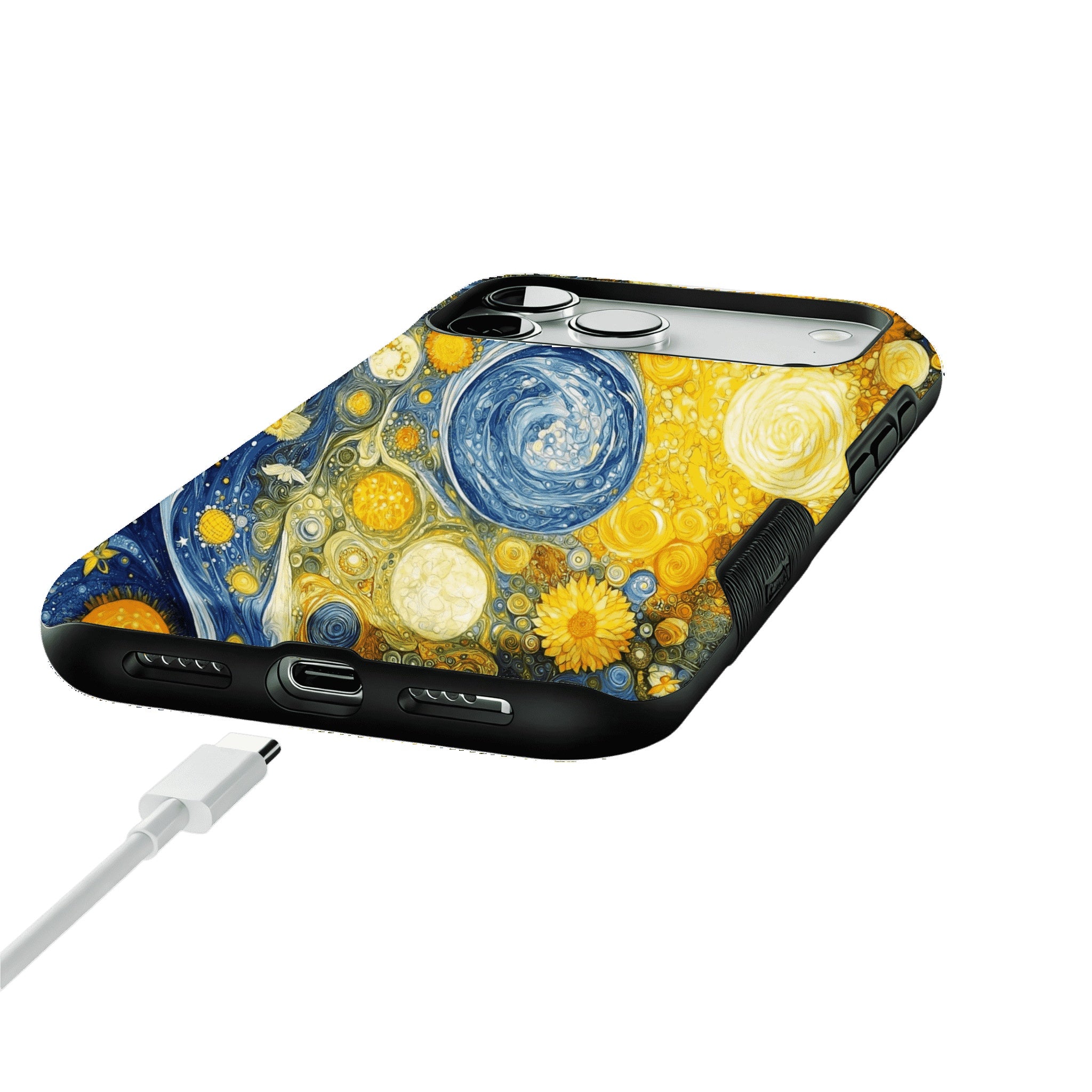 Van Gogh Starry Night Sunflower Mix Impasto Art Shockproof iPhone Case