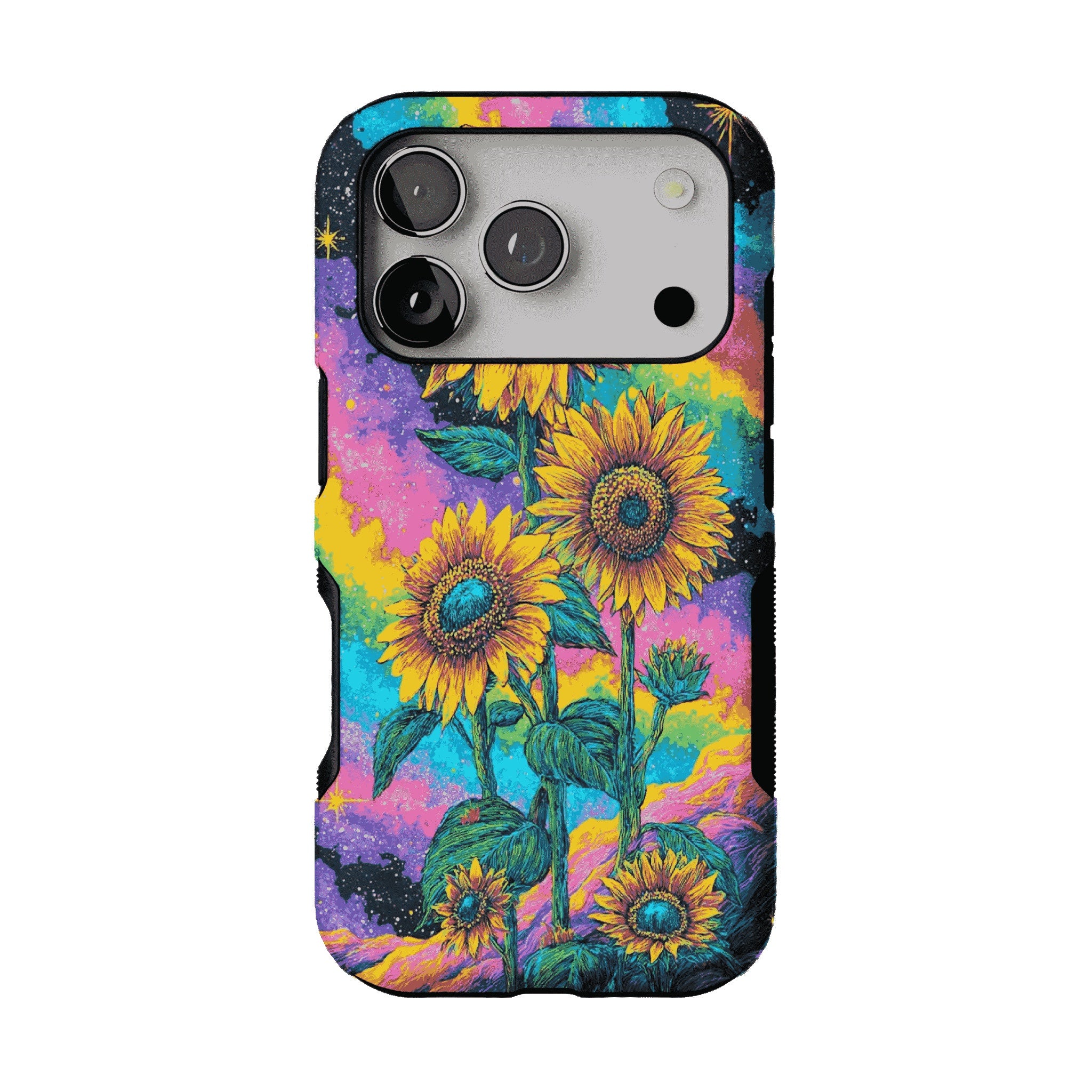 Psychedelic Rainbow Galaxy Sunflower Shockproof Anti-slip iPhone Case