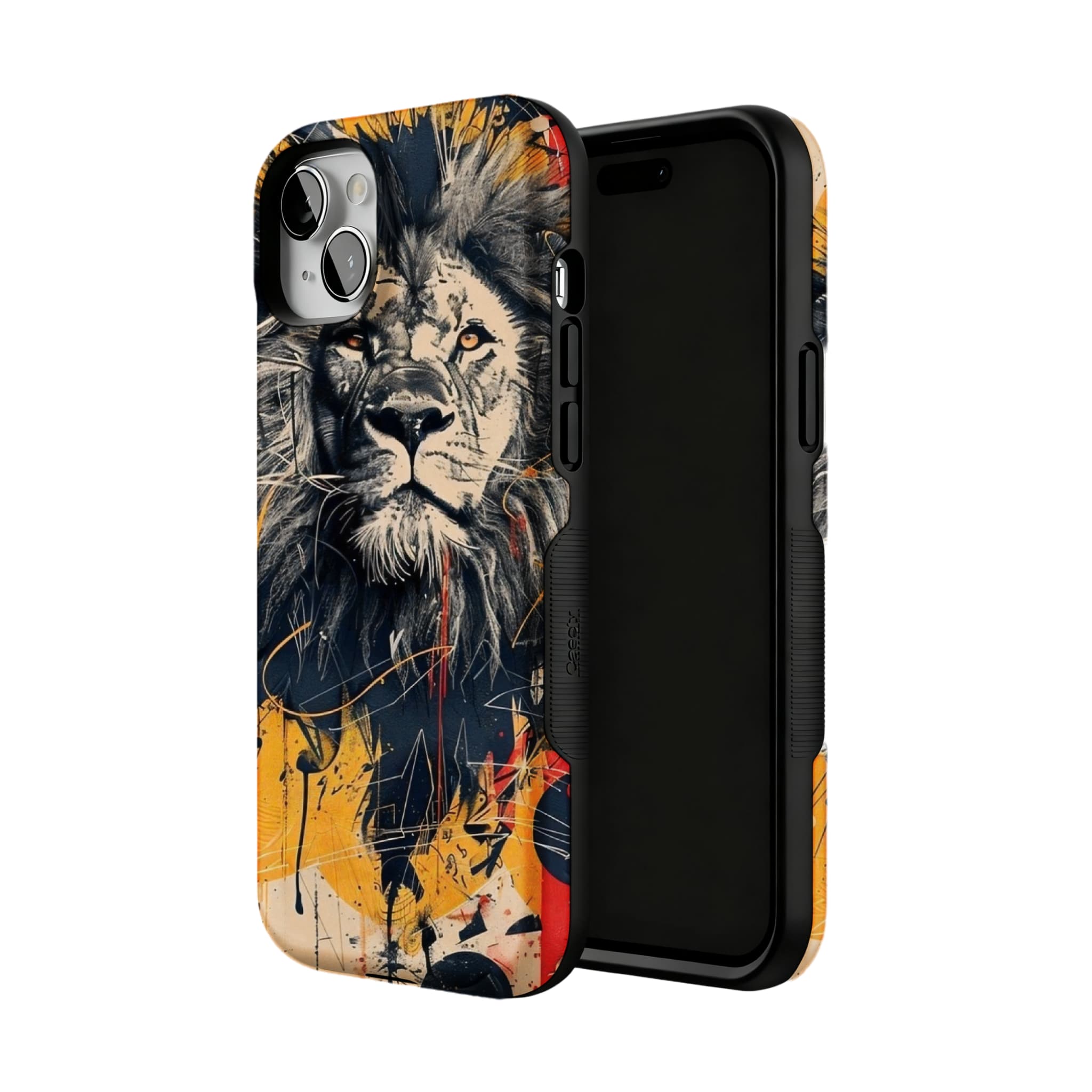 Graffiti Splash Ink Sketch Lion Head Street Art Shockproof iPhone Case