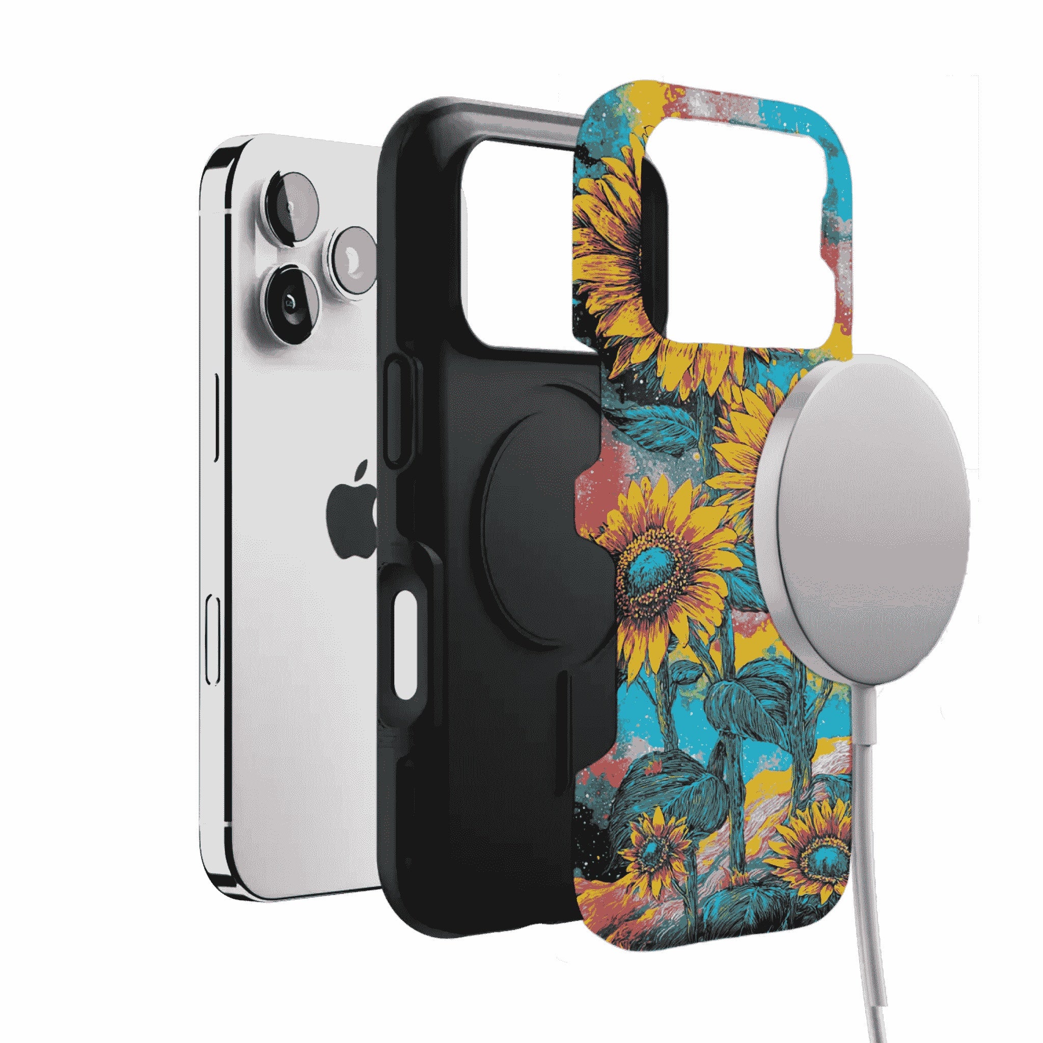 Psychedelic Rainbow Galaxy Sunflower Shockproof Anti-slip iPhone Case