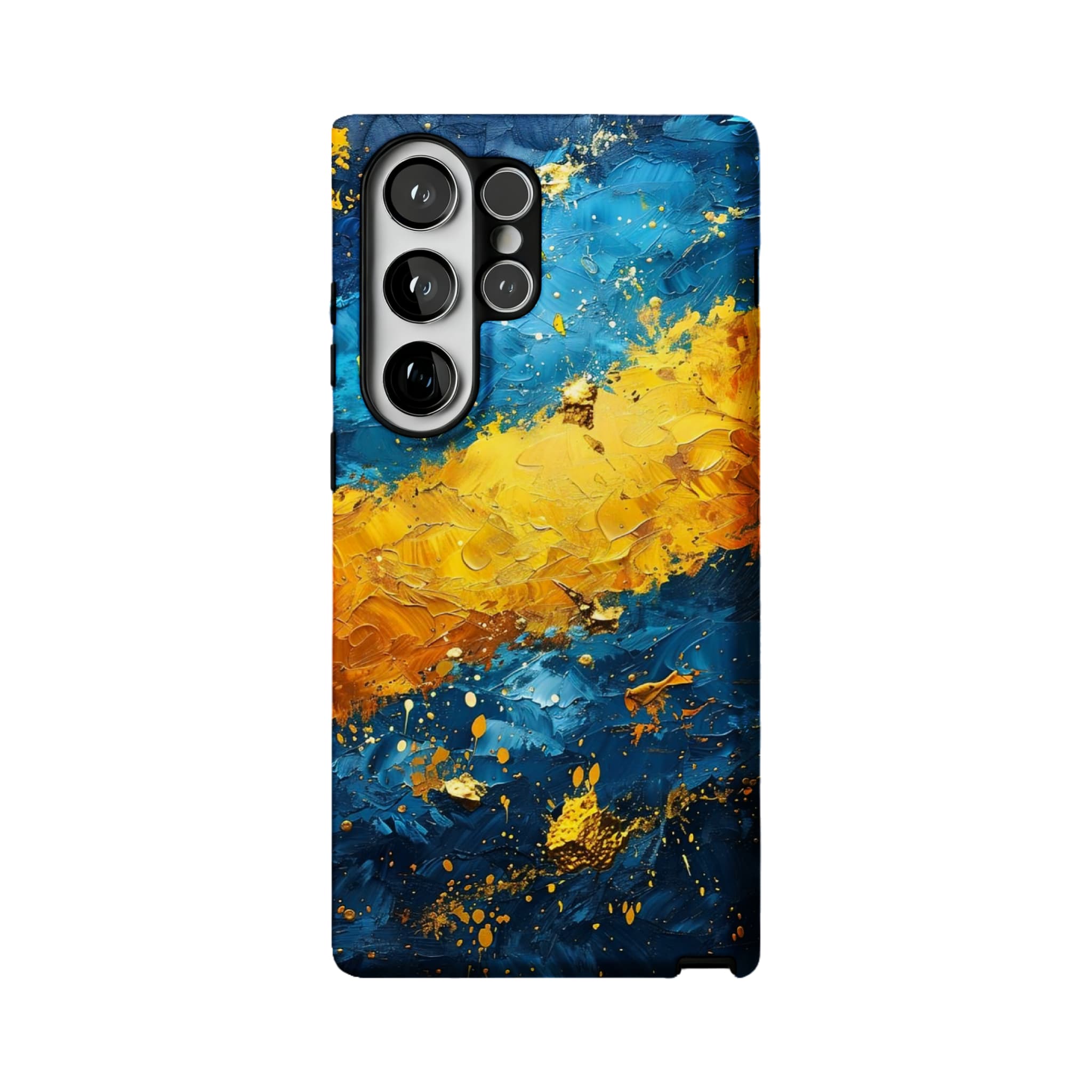 Blue Gold Impasto Oil Painting Phone Case, Abstract Cover for iPhone
