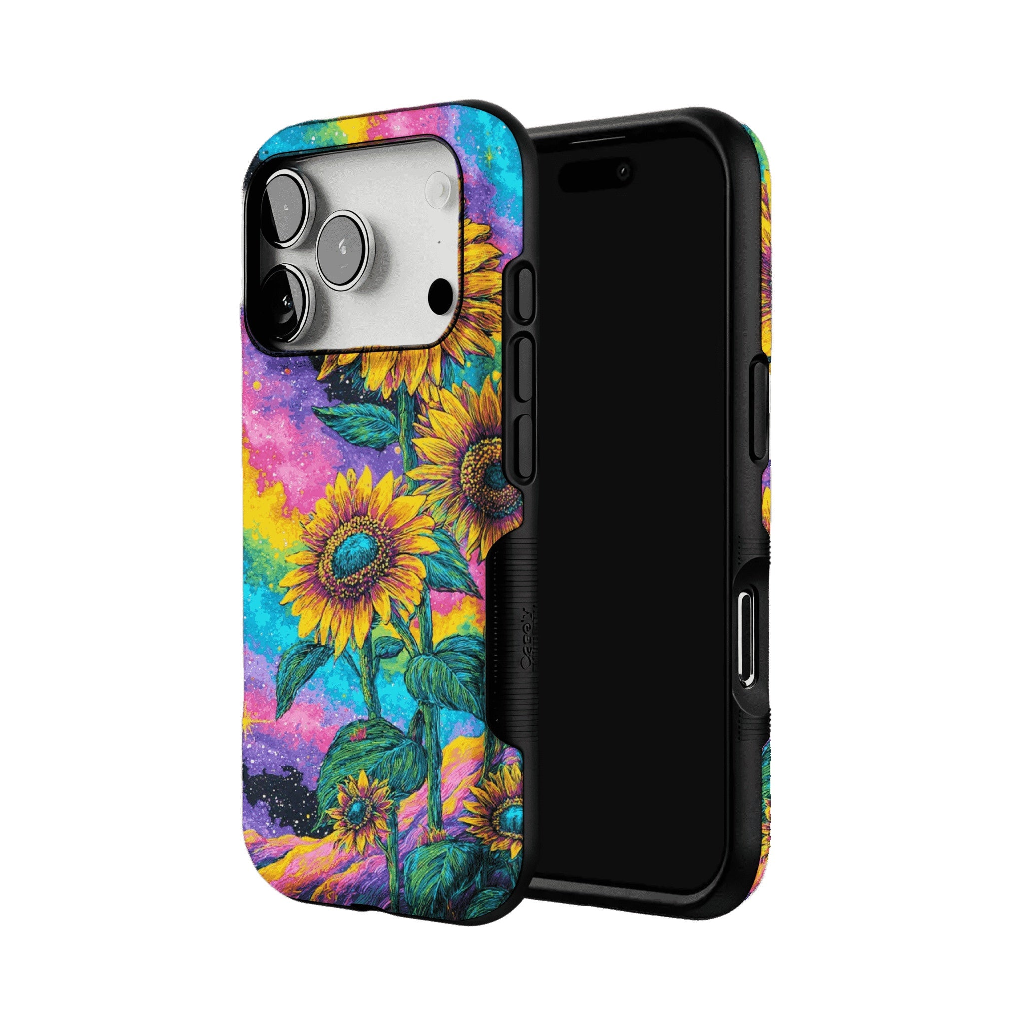 Psychedelic Rainbow Galaxy Sunflower Shockproof Anti-slip iPhone Case