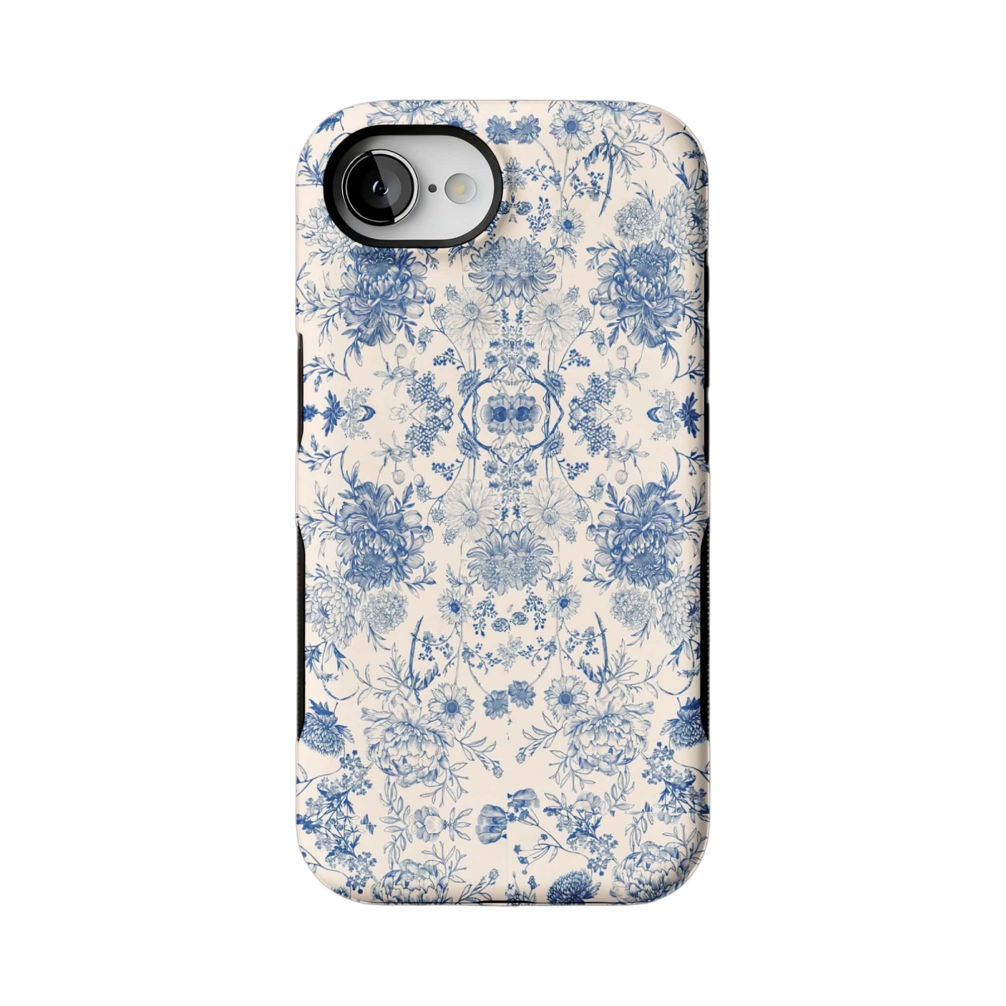 Quiet Luxury Blue Floral Phone Case, Vintage Art Cover for iPhone