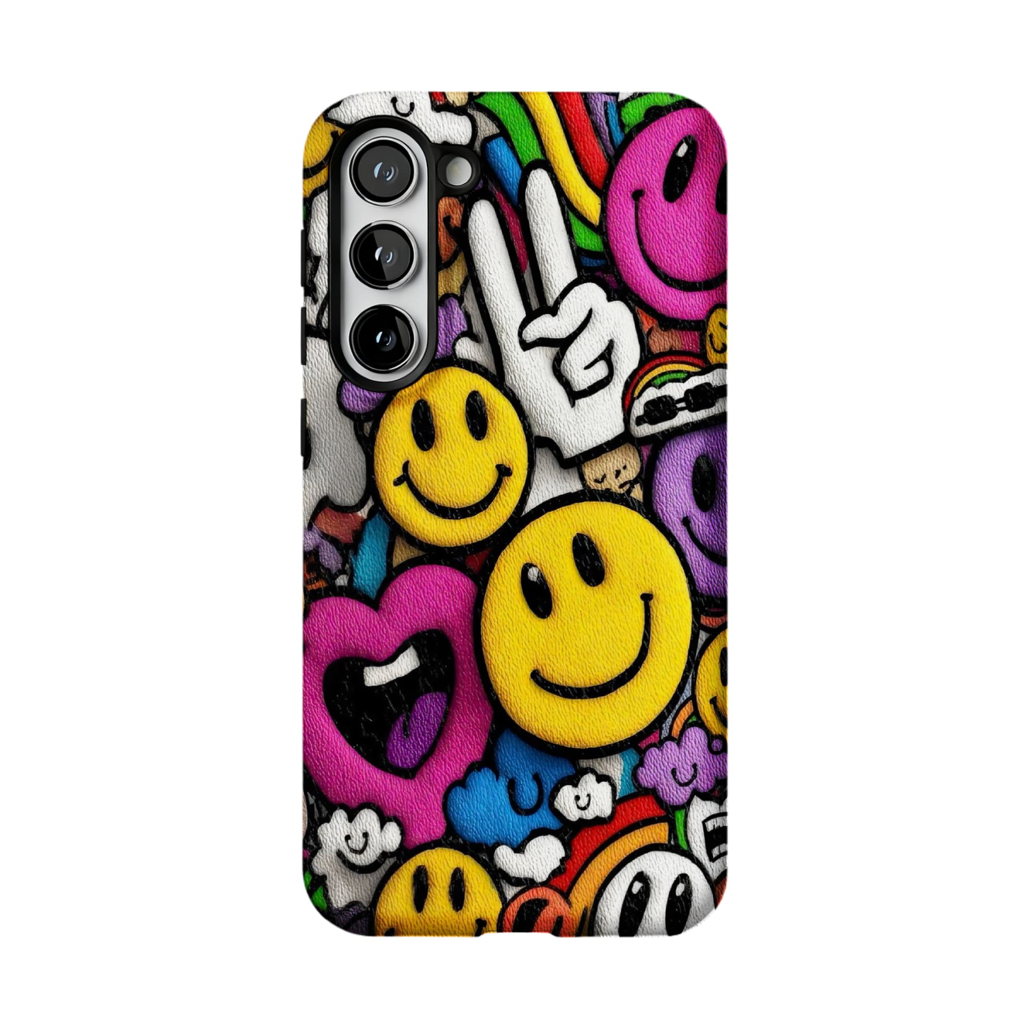 Y2K Smiley Graffiti Phone Case, Dopamine Cover for iPhone