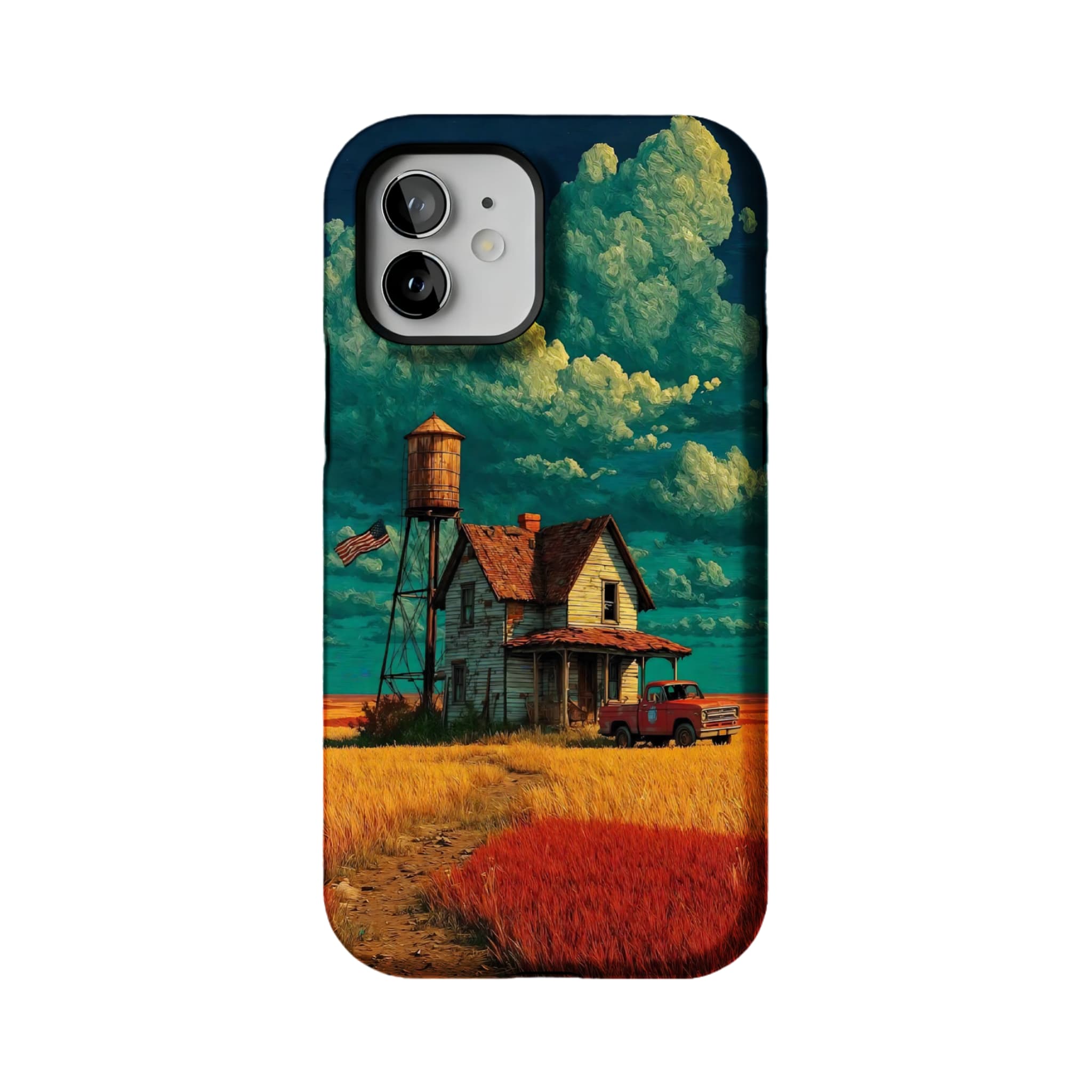 Van Gogh Brushstroke Teal Sky Vintage Country Cottage Art iPhone Cover