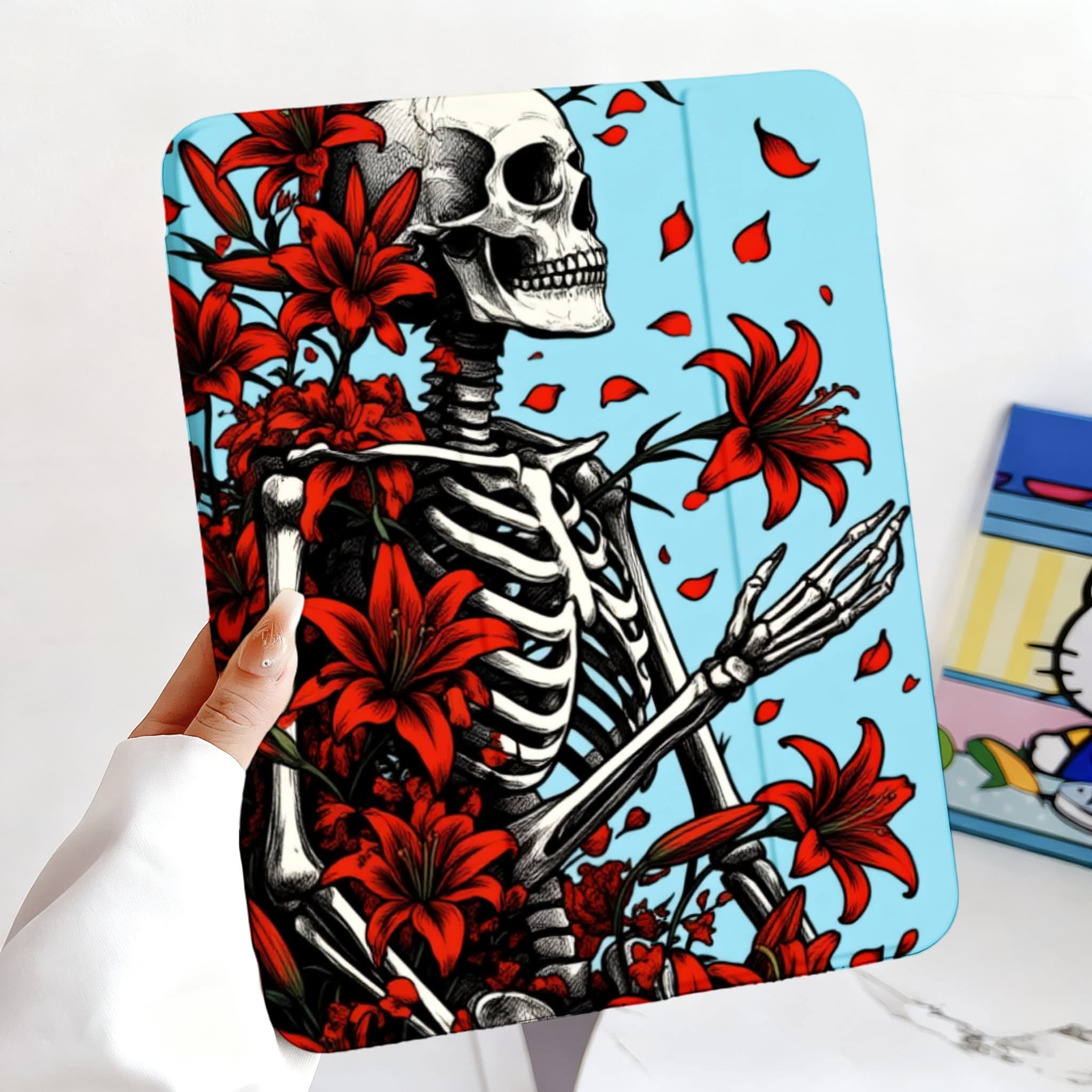 Gothic Skeleton Floral iPad Case