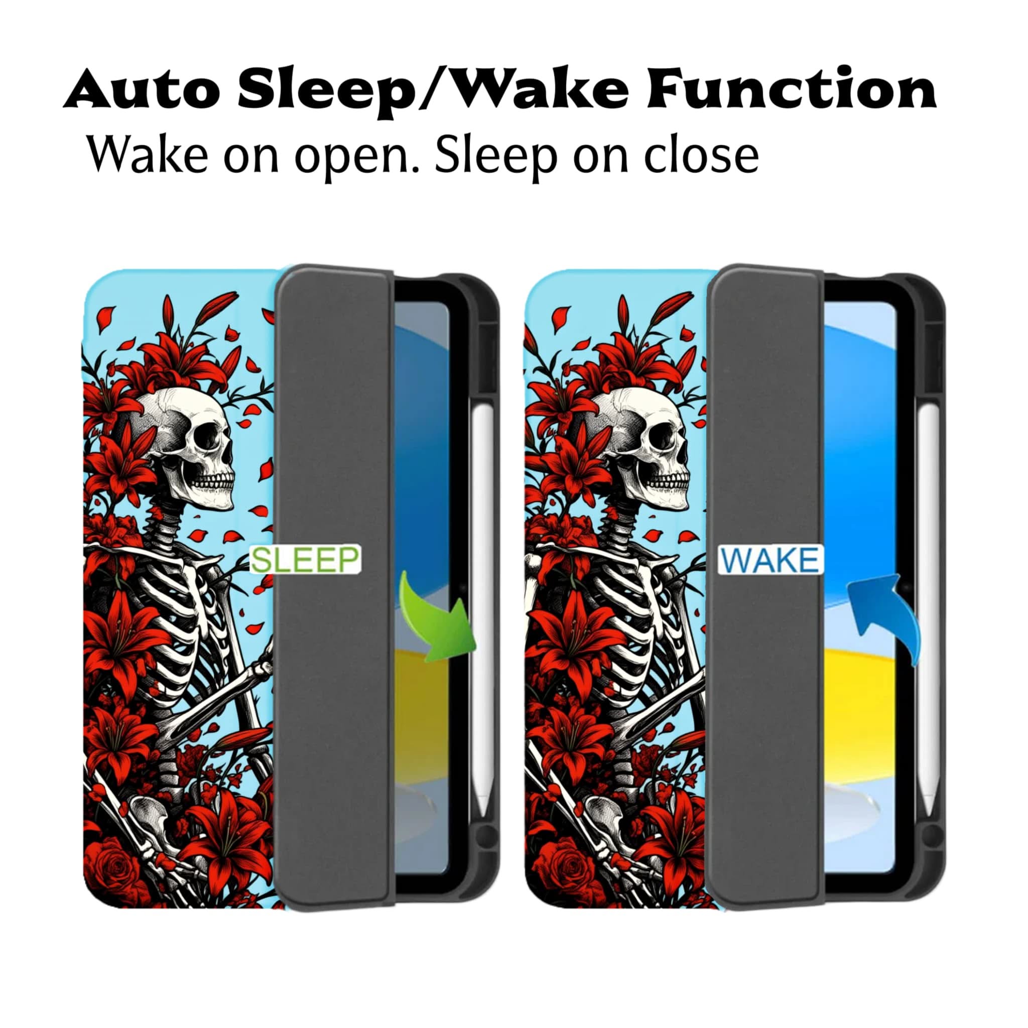 Gothic Skeleton Floral iPad Case