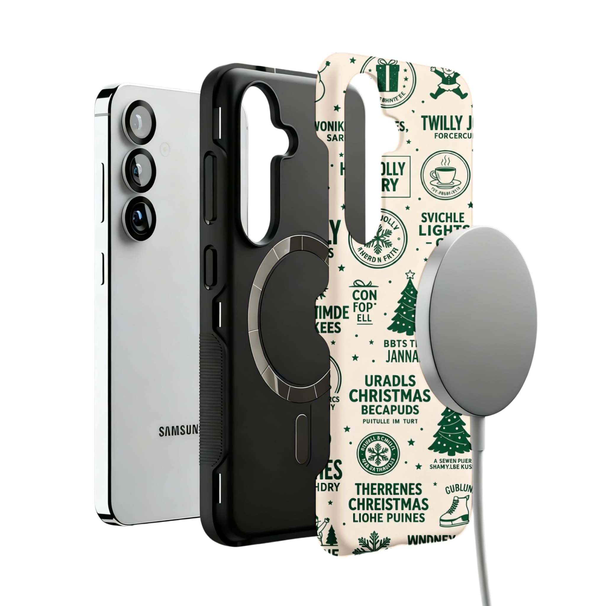 Hand Painted Christmas Graffiti Art Samsung Case Retro Winter Forest
