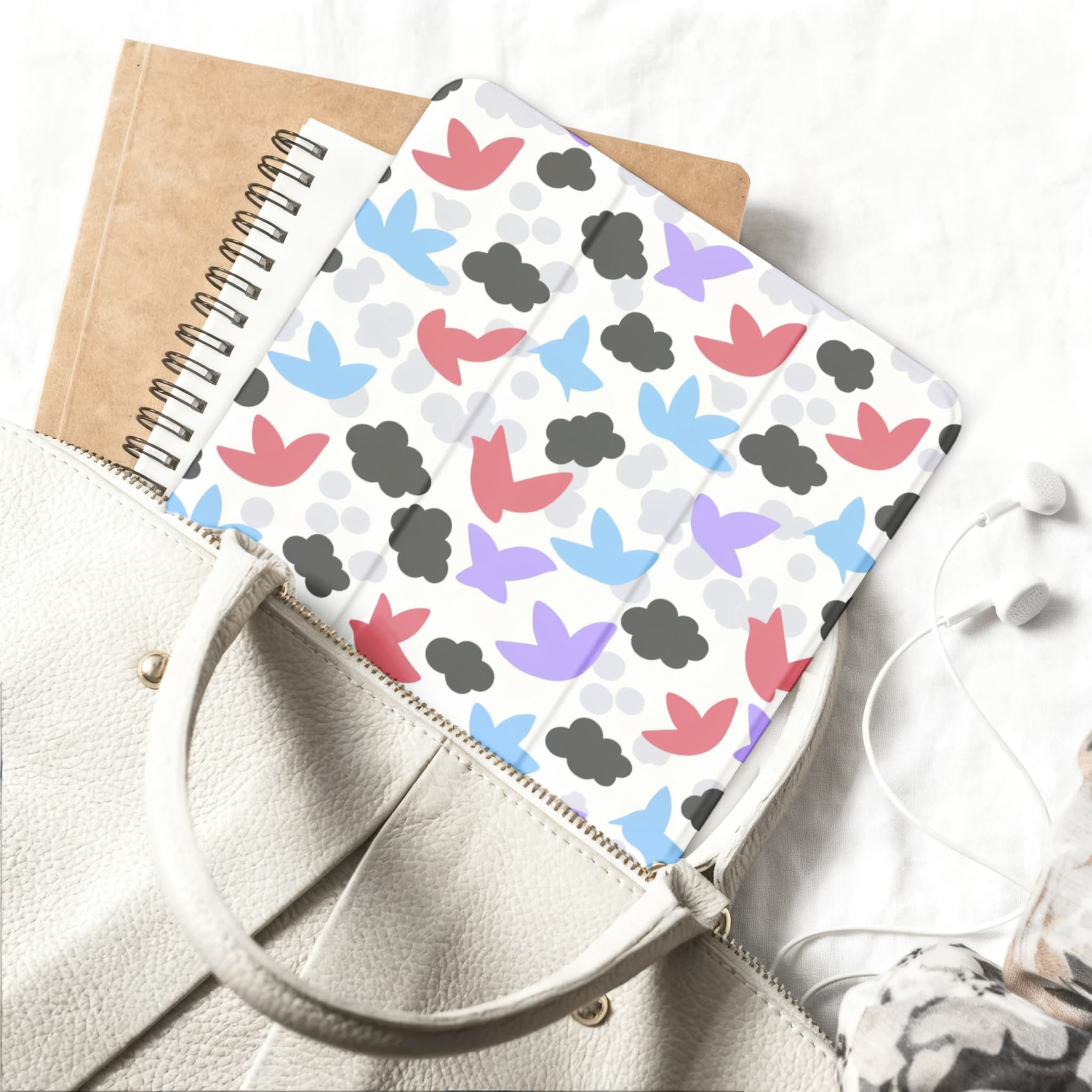 Hand Drawn Bird Illustration iPad Case Pastel Cloud Soft Protective