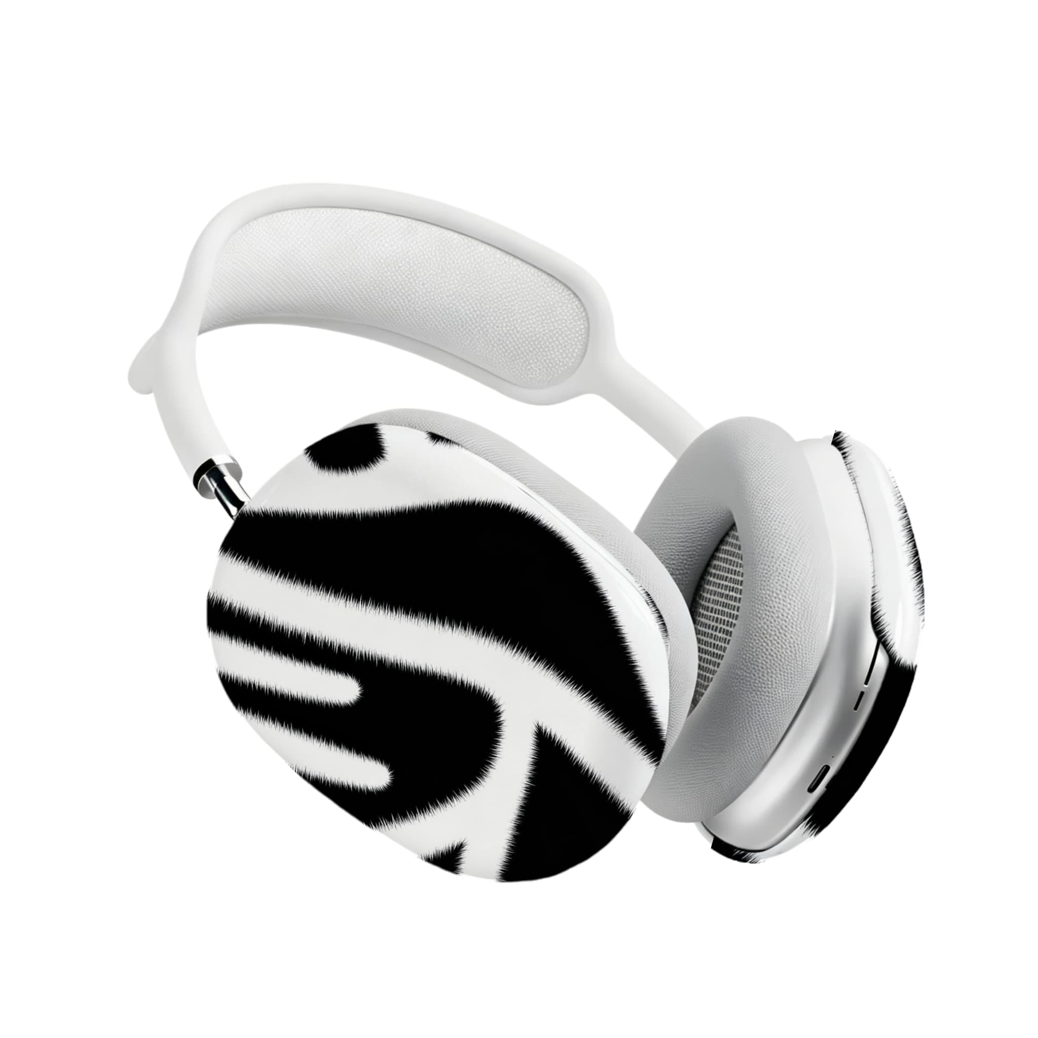 Zebra Print AirPods Max Case Black White Animal Stripe Protective TPU