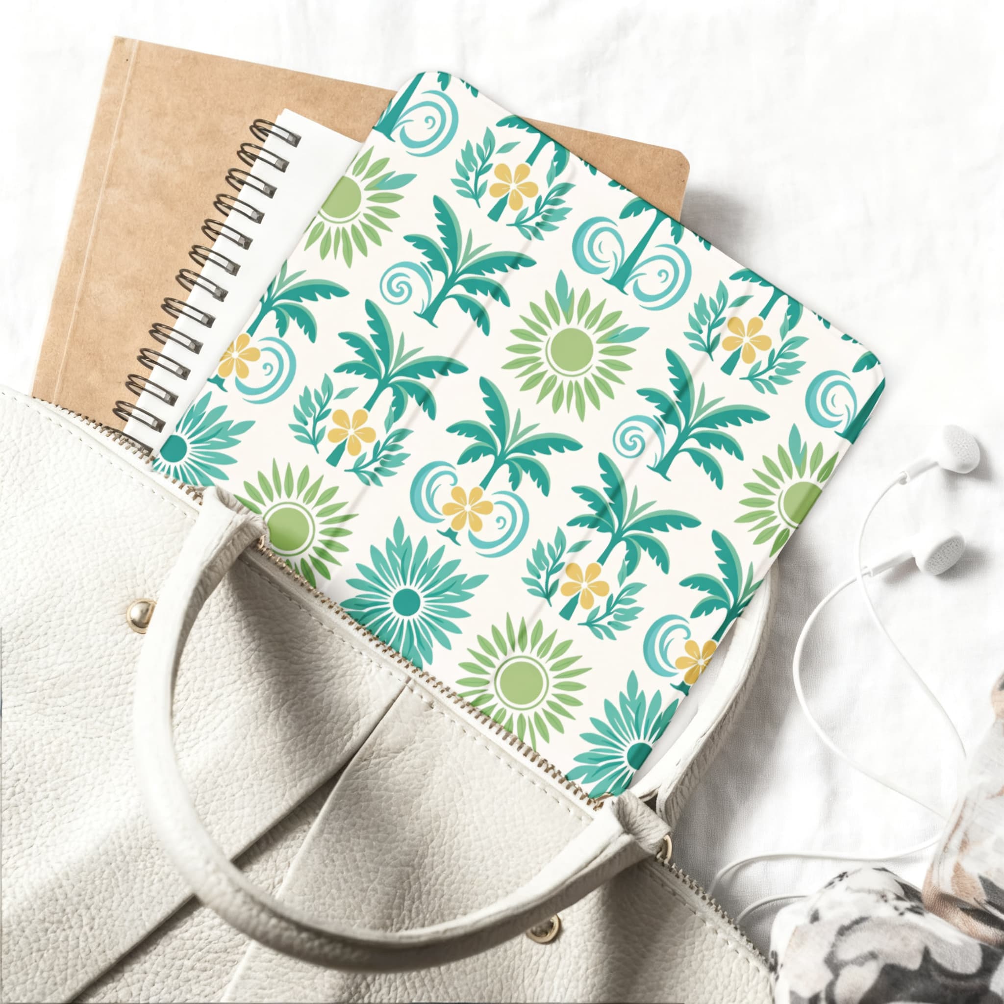 Tropical Palm Vibes iPad Case Vintage Bohemian Teal Floral Protective