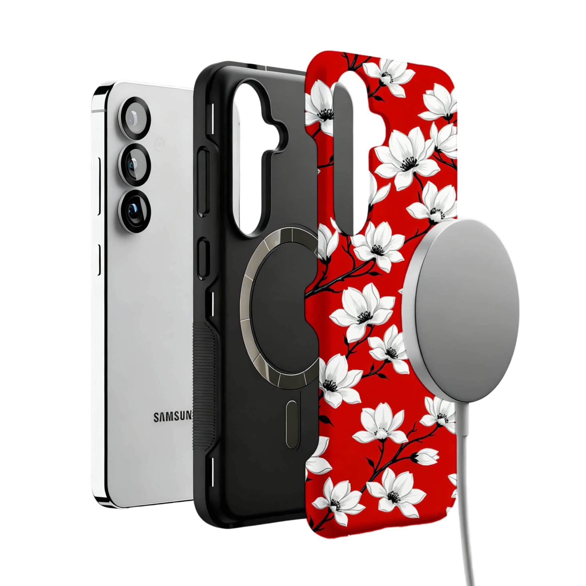 Hand Painted Magnolia Samsung Case with Vintage Chinese Floral Art