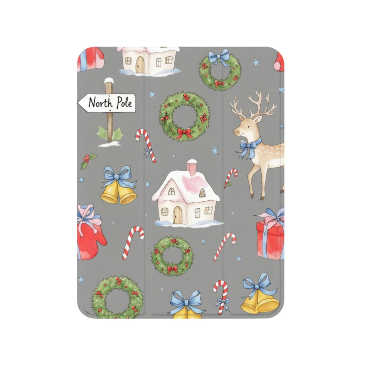 Healing Watercolor Christmas iPad Case Winter Holiday Protective Soft