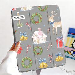 Healing Watercolor Christmas iPad Case Winter Holiday Protective Soft