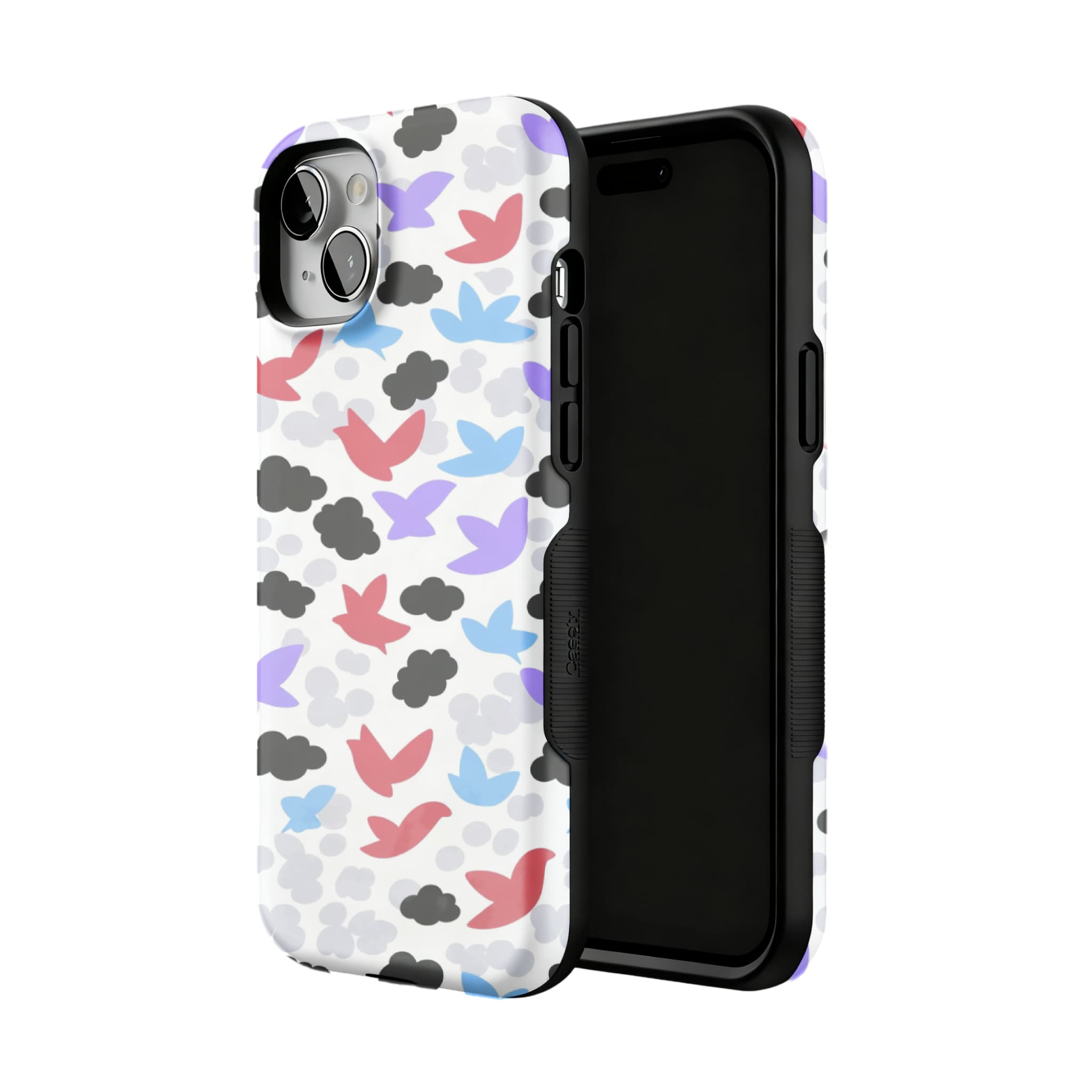 Hand Drawn Bird Illustration iPhone Case Pastel Sky Soft Protective