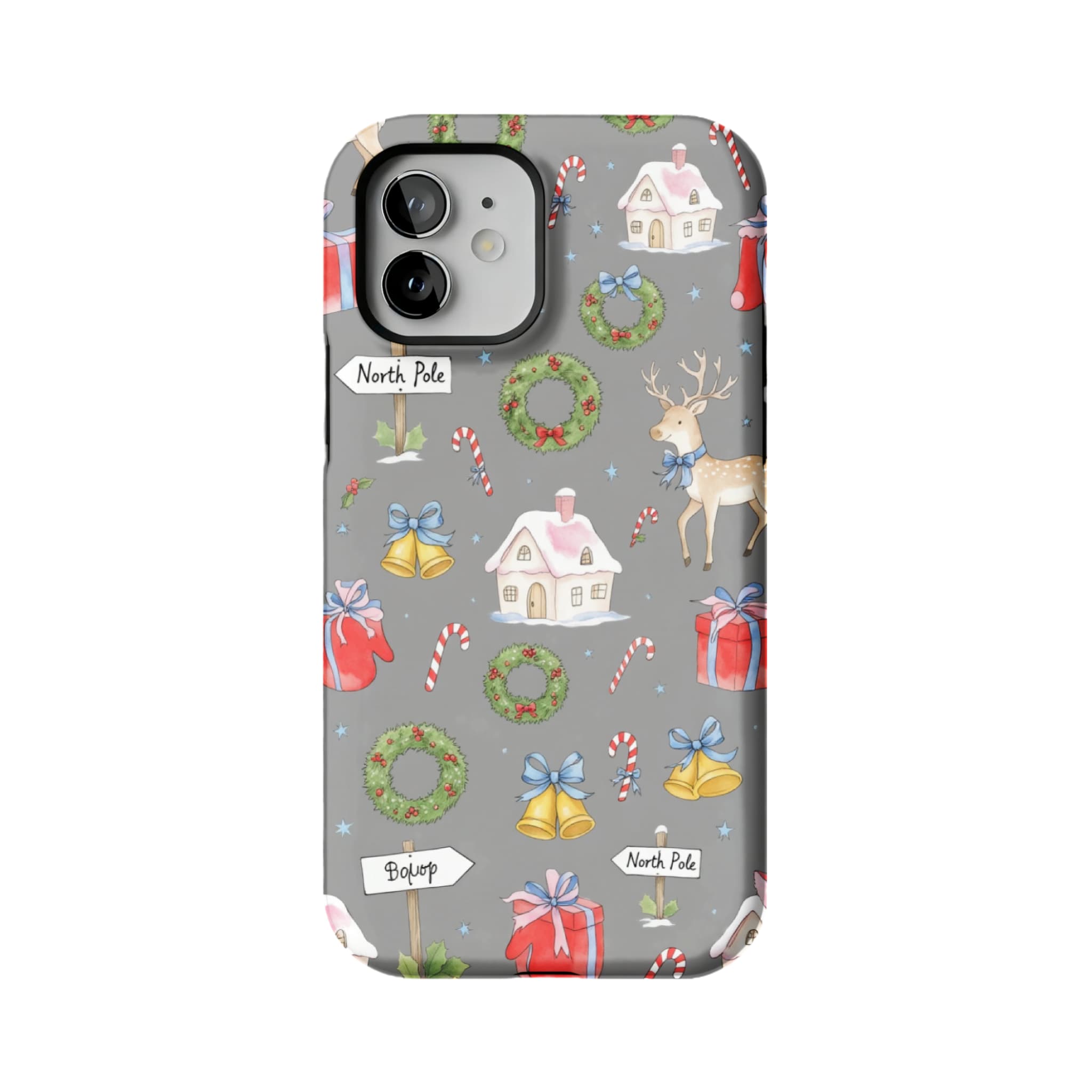 Watercolor Christmas iPhone Case Deer Forest Soft TPU Protective