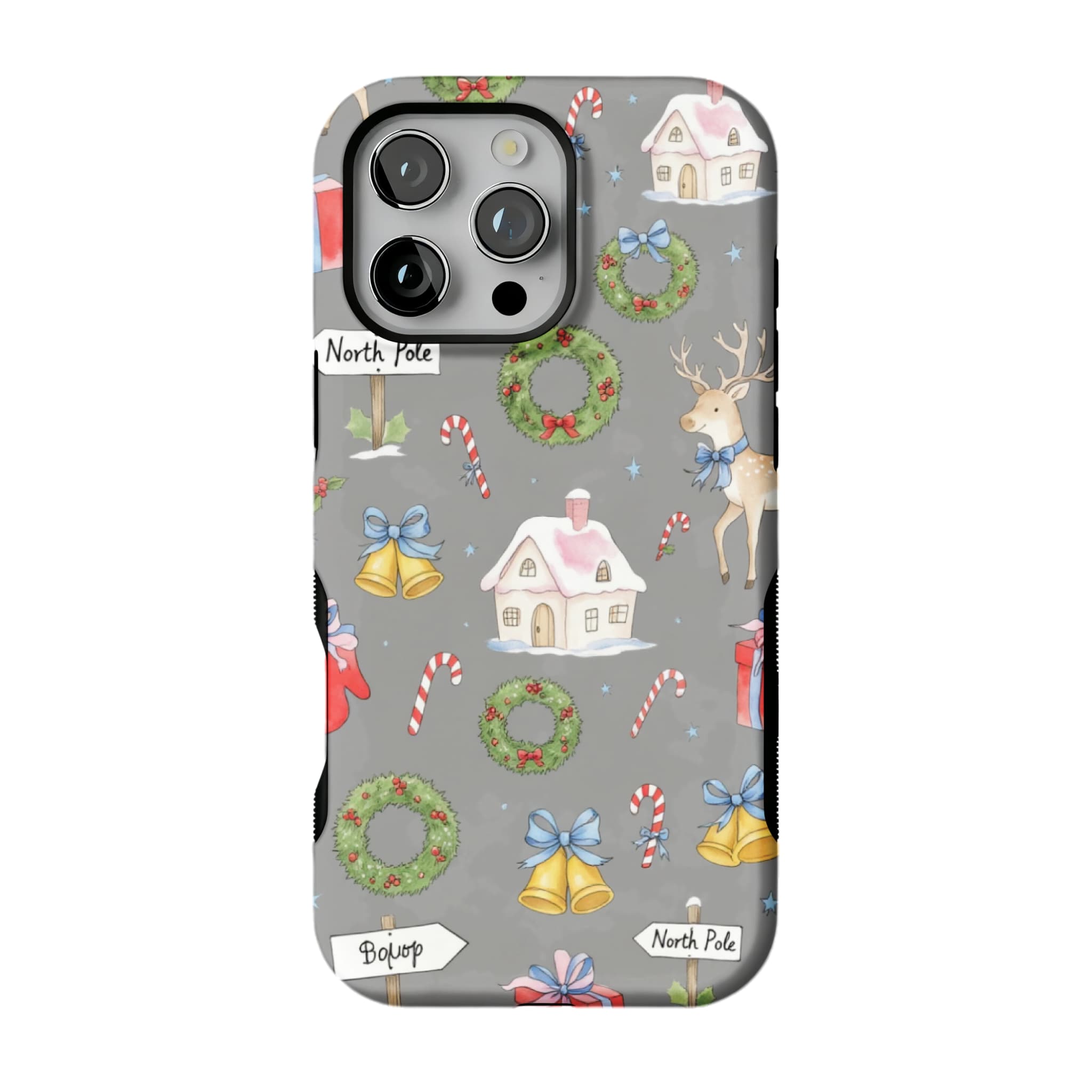 Watercolor Christmas iPhone Case Deer Forest Soft TPU Protective