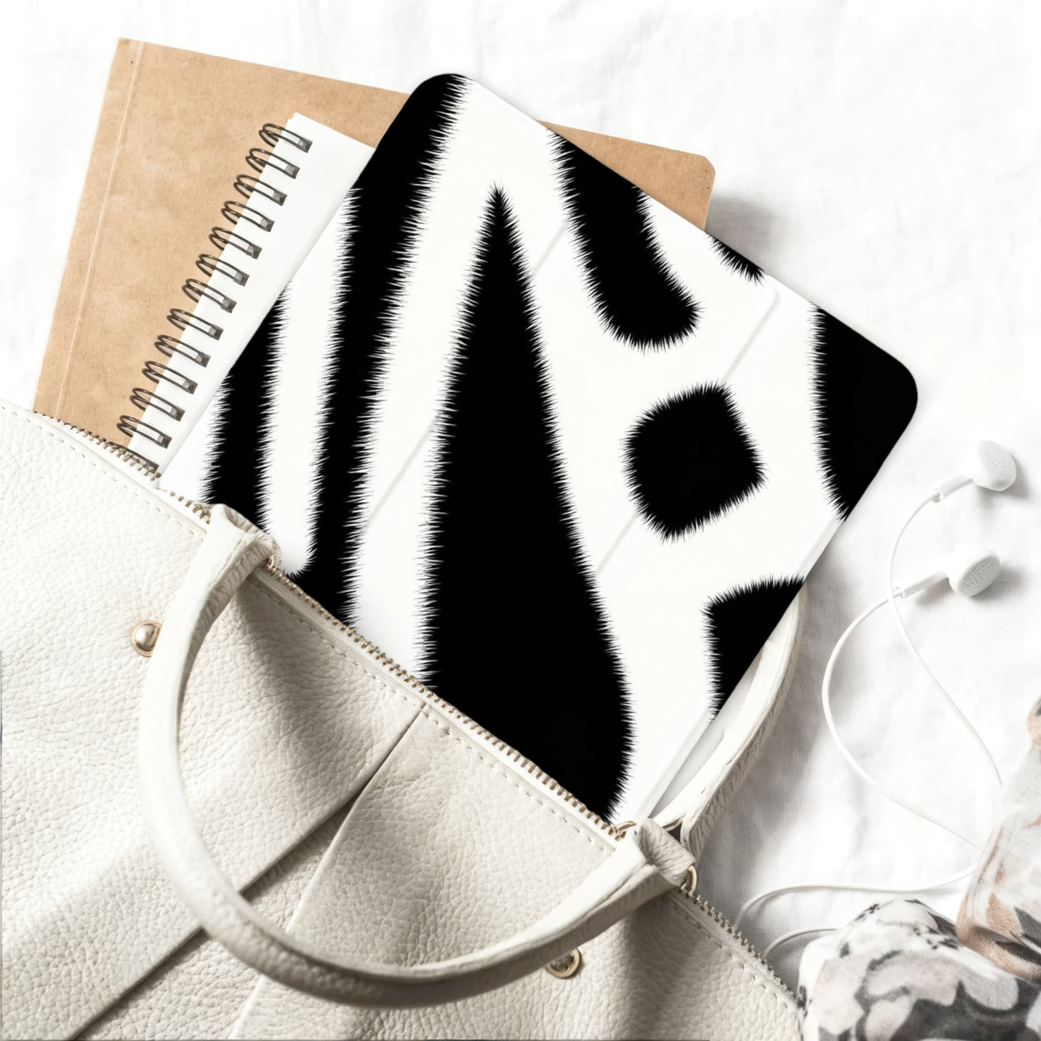 Zebra Print iPad Case Classic Black White Animal Stripe Protective TPU