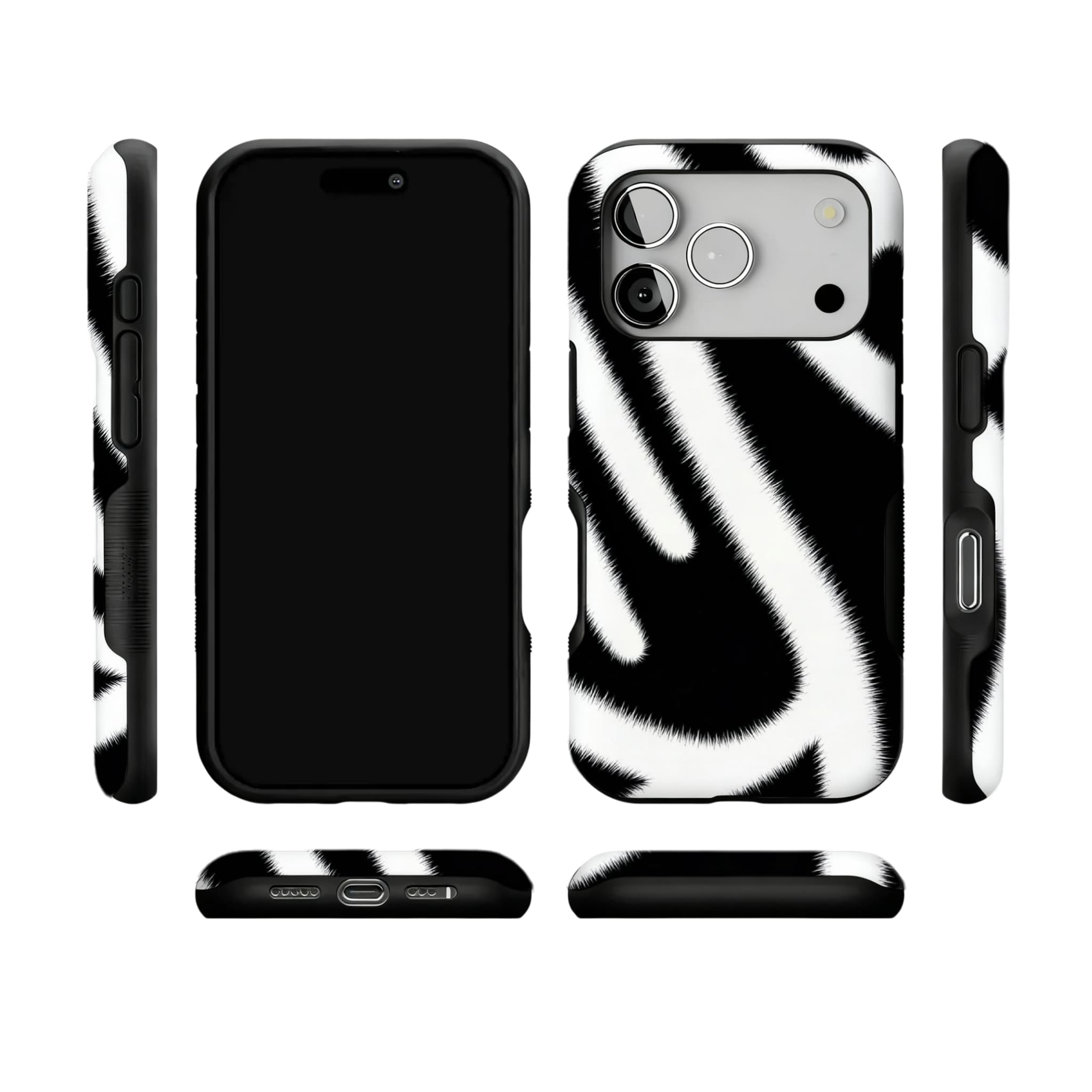 Zebra Print iPhone Case Bold Animal Stripe Monochrome Protective TPU