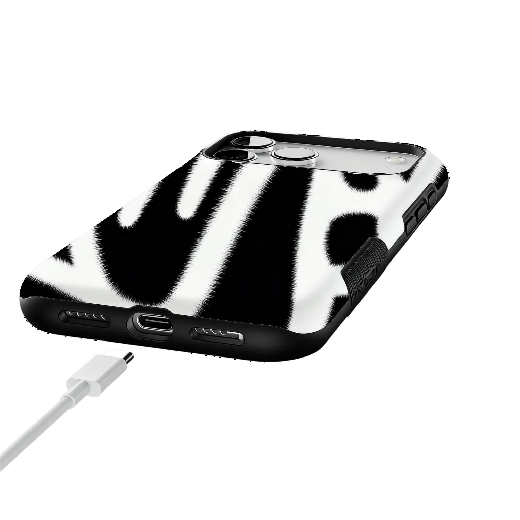 Zebra Print iPhone Case Bold Animal Stripe Monochrome Protective TPU