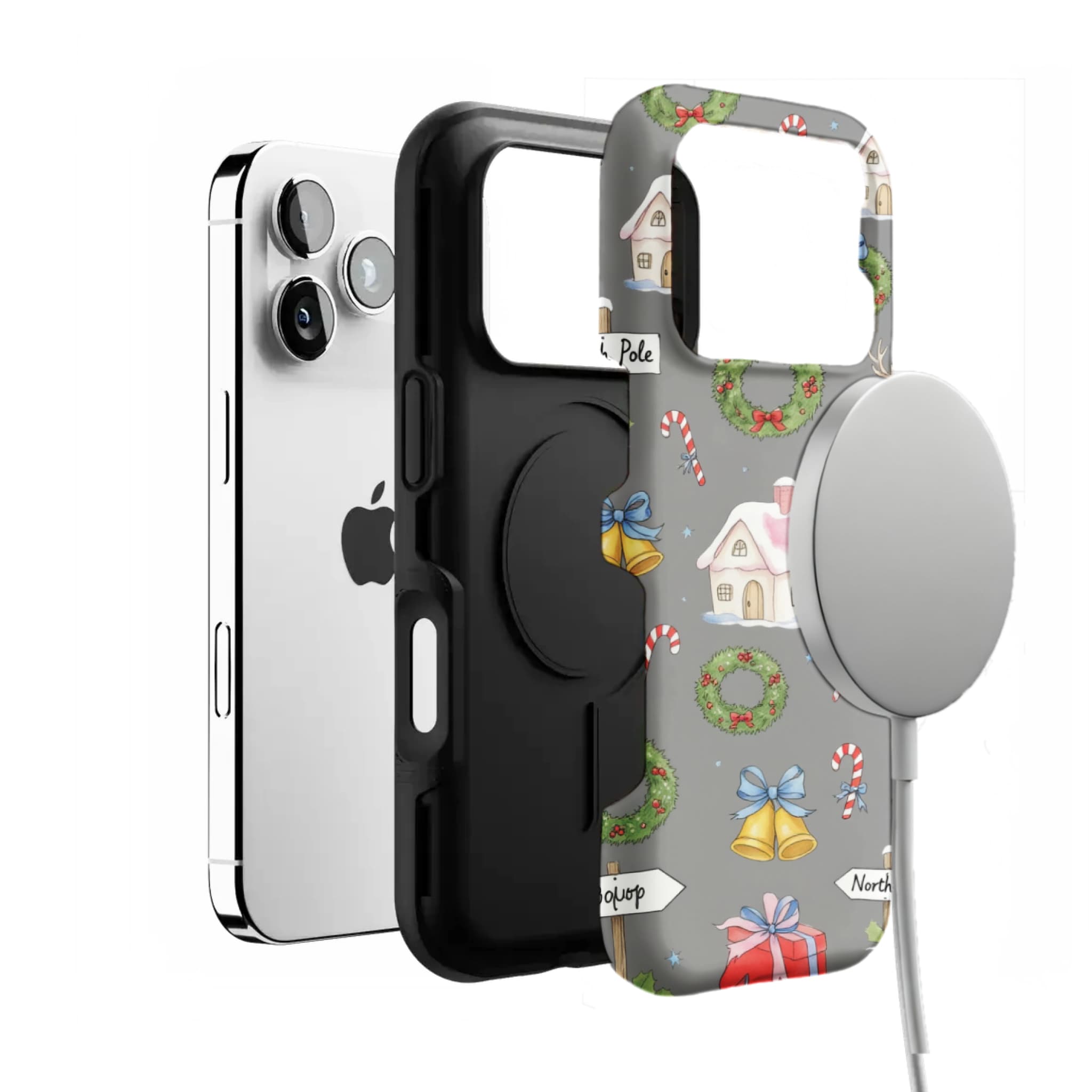 Watercolor Christmas iPhone Case Deer Forest Soft TPU Protective