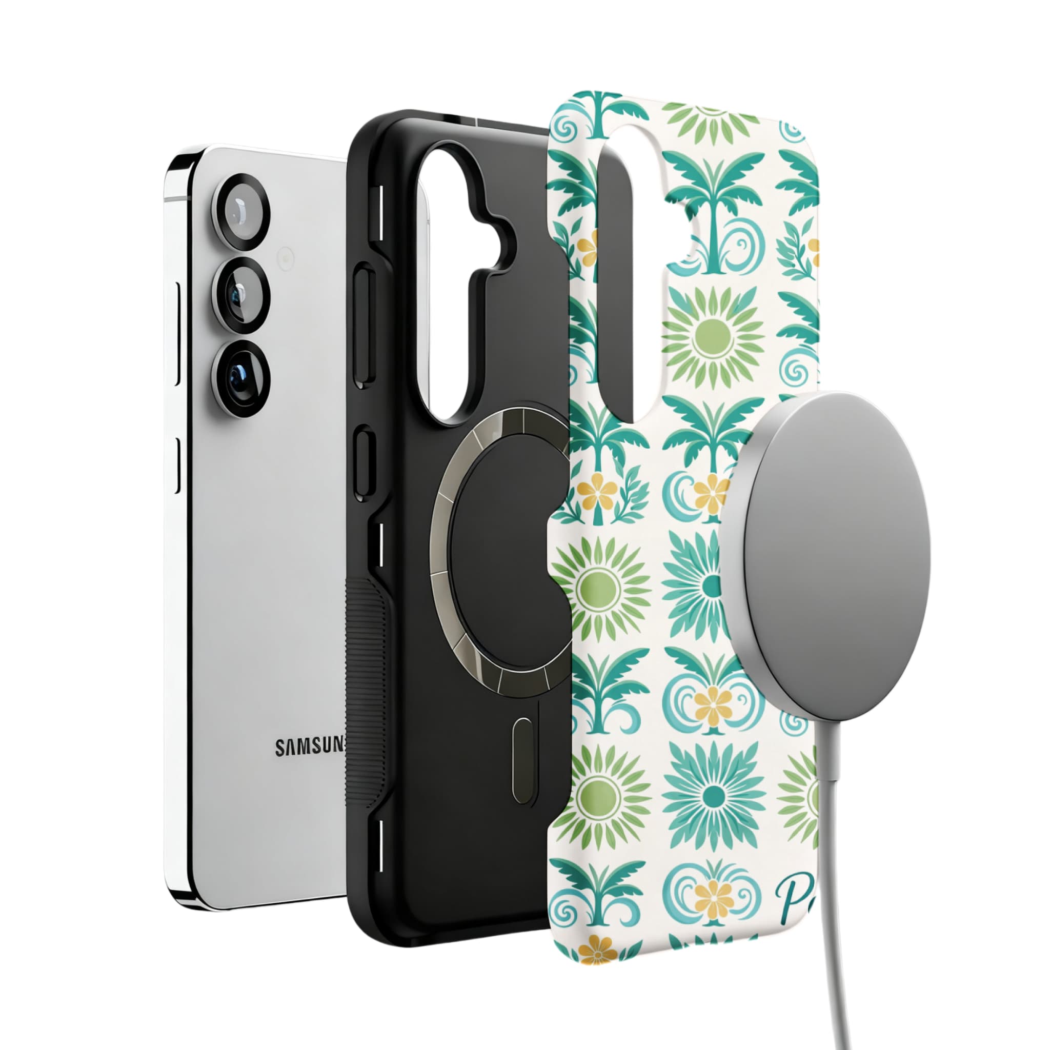 Tropical Palm Vibes Samsung Galaxy Case Vintage Floral Protective Soft