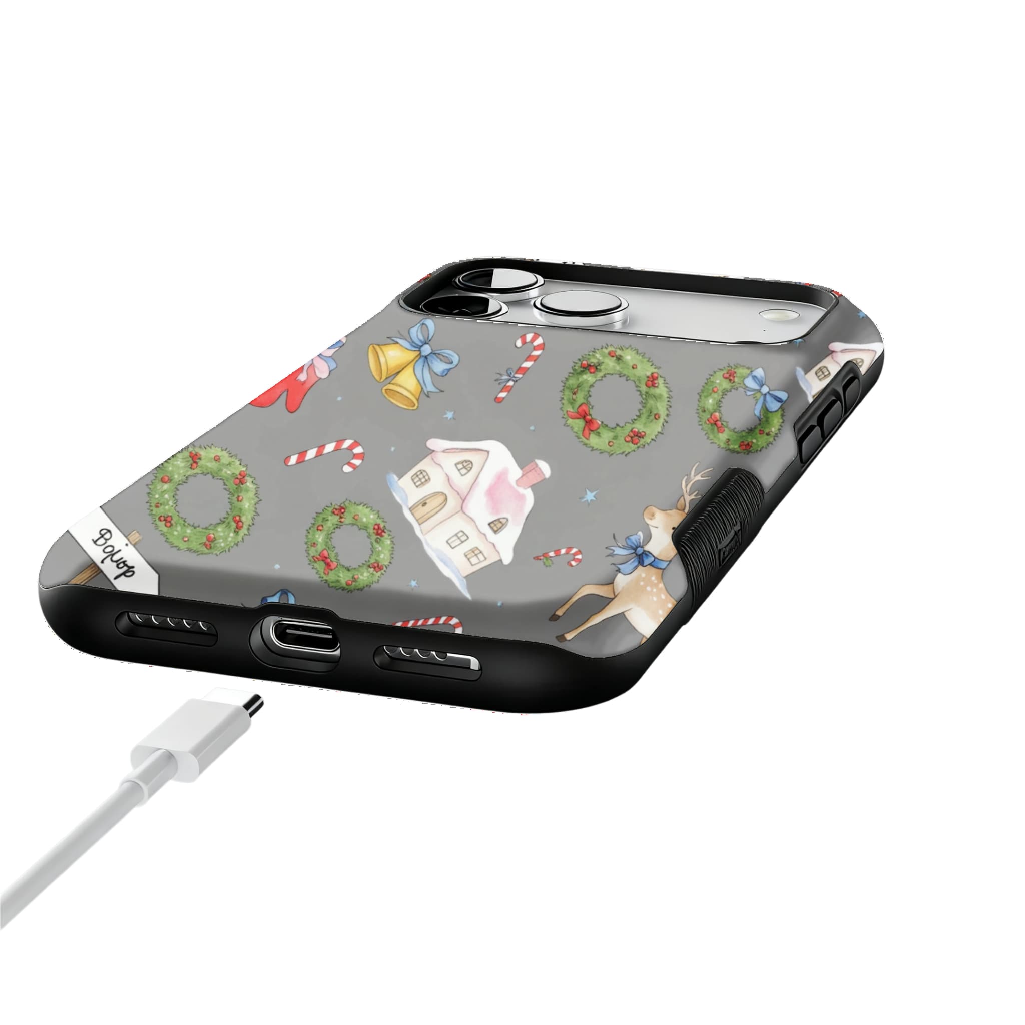 Watercolor Christmas iPhone Case Deer Forest Soft TPU Protective