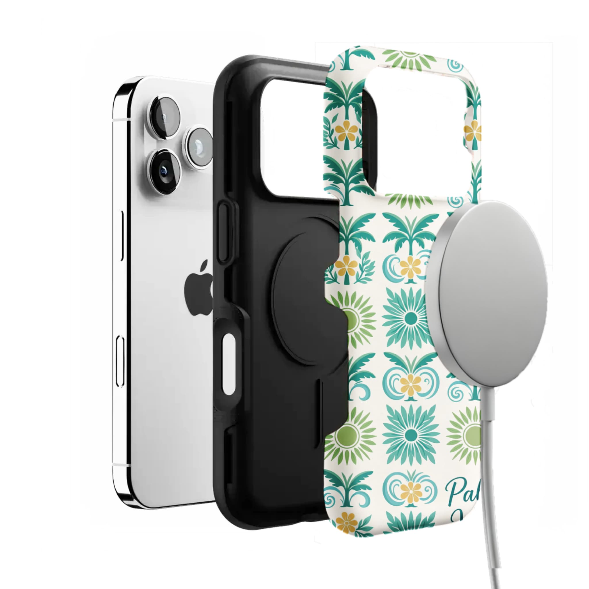 Tropical Palm Tree iPhone Case with Sunflower Art Summer Protective