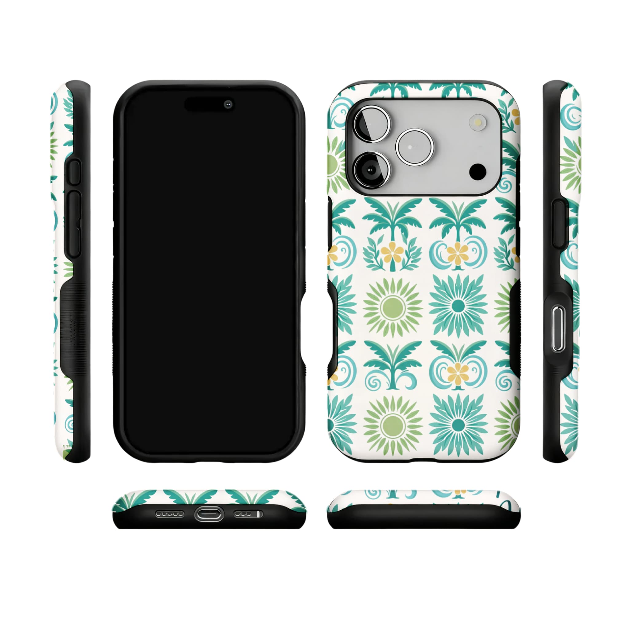 Tropical Palm Tree iPhone Case with Sunflower Art Summer Protective
