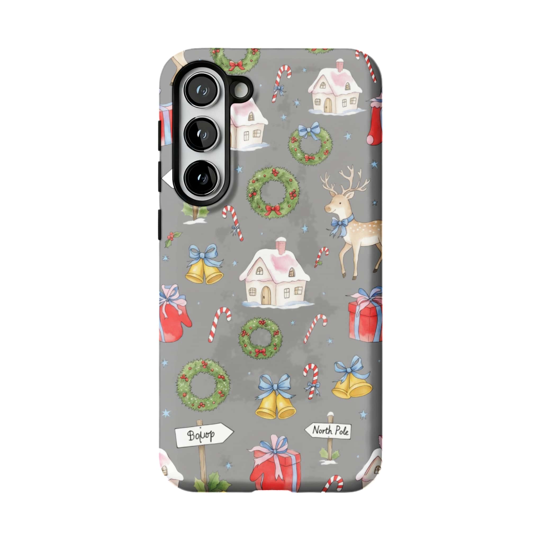 Watercolor Christmas Deer Samsung Phone Case Protective Anti Yellowing