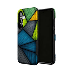 teal green geometric wood MagSafe Samsung Galaxy phone case, angled product view