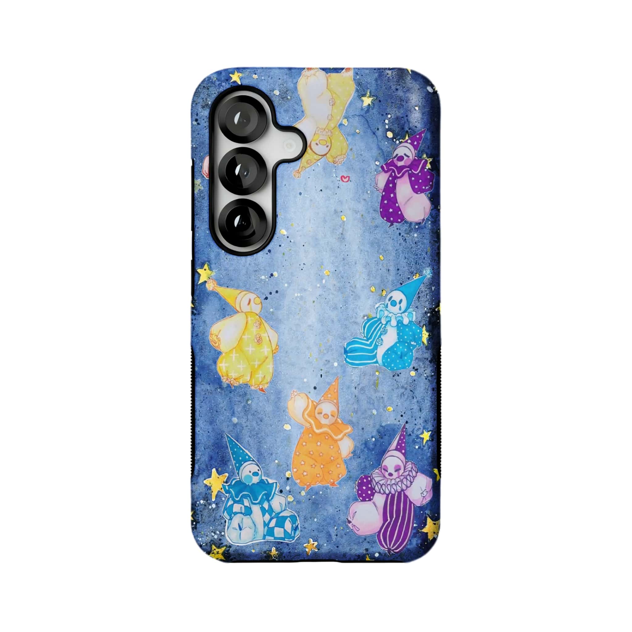 starry harlequin watercolor MagSafe Samsung Galaxy phone case, straight-on back view