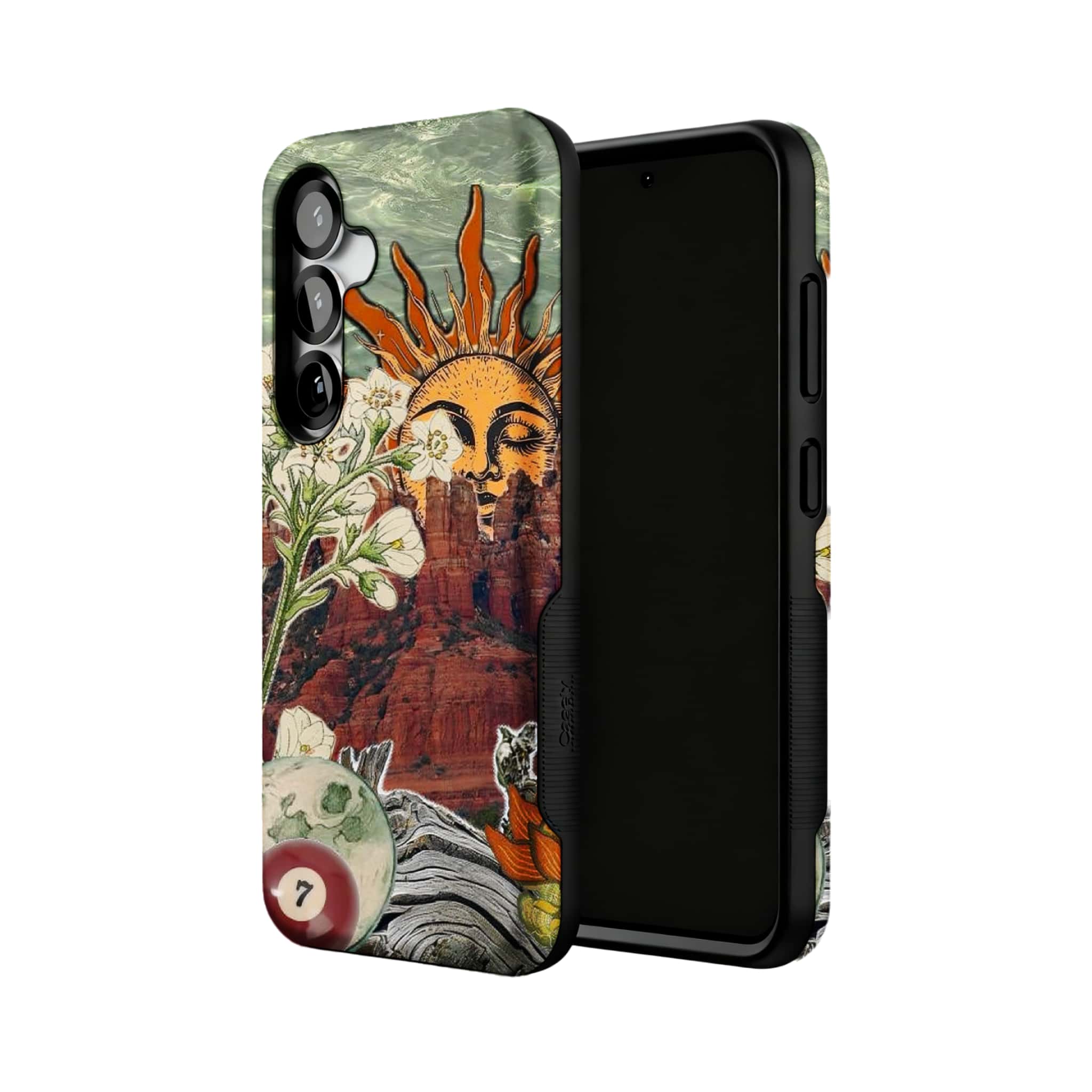 mystic desert sun collage MagSafe Samsung Galaxy phone case, straight-on back view