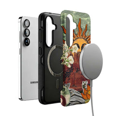 mystic desert sun collage MagSafe Samsung Galaxy phone case, angled product view