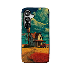 moody country house landscape MagSafe Samsung Galaxy phone case, magnetic layer view