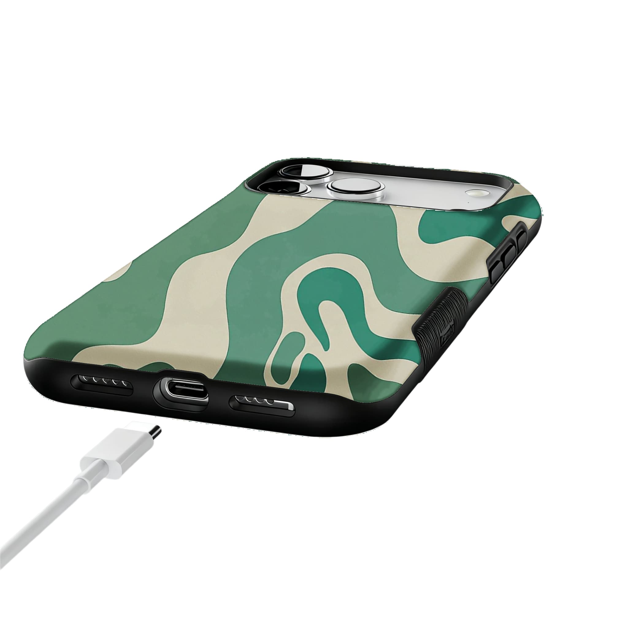 Green Fluid Minimalist Phone Case | Organic Wavy Cover for Everyday Calm