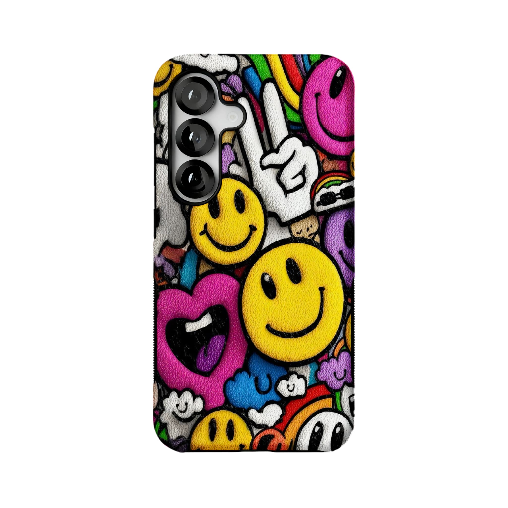 Y2K Smiley Graffiti Phone Case, Dopamine Cover for iPhone