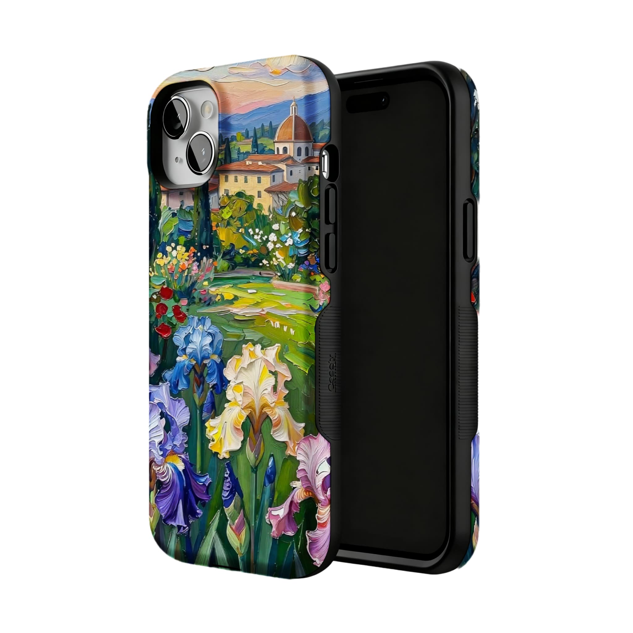 Iris Flower Garden Impasto Oil Painting Phone Case | Artistic Floral Shockproof Cover