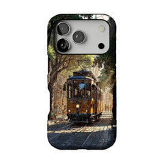 Old Town Tram Phone Case | Retro Cityscape Art Cover for Travel Lovers