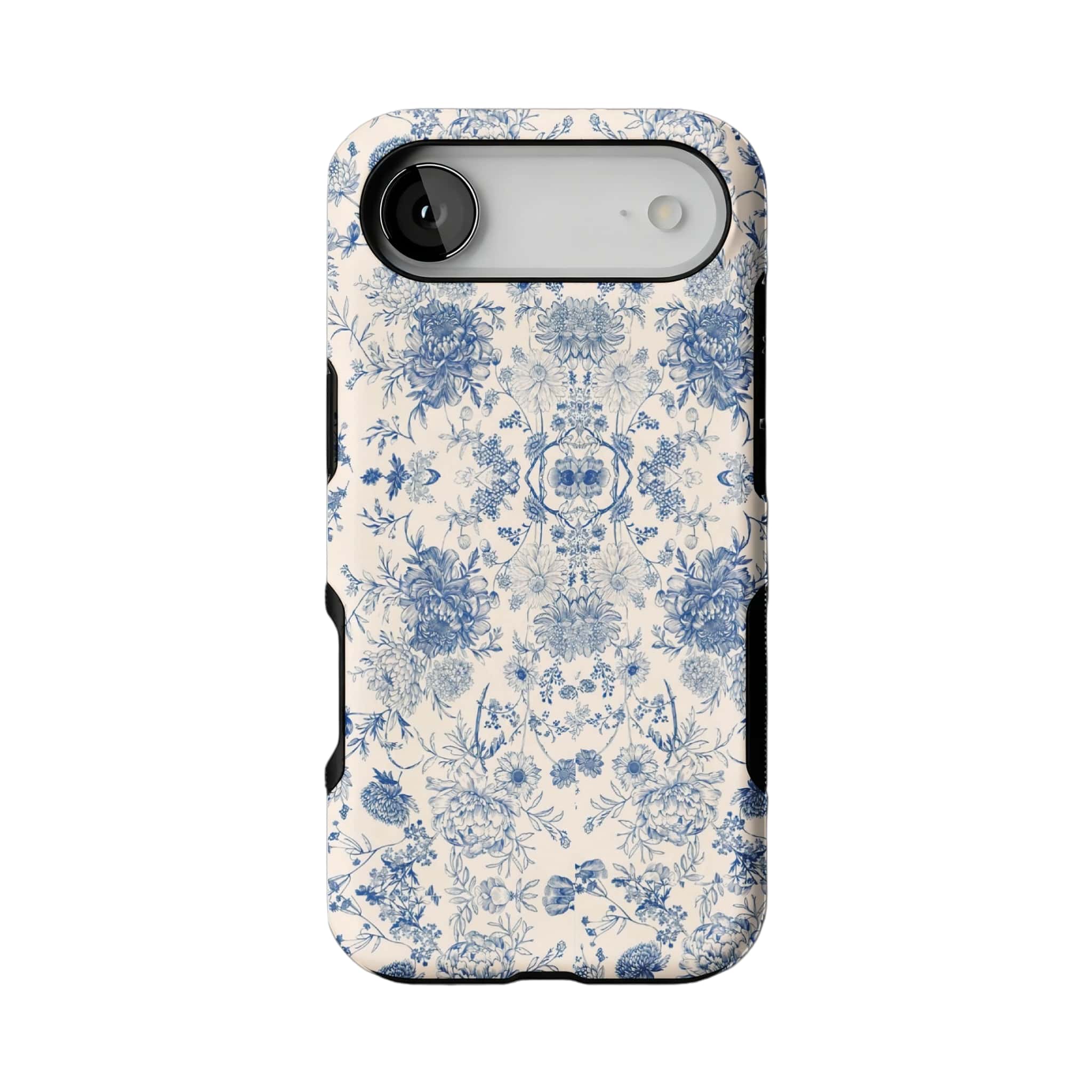 Quiet Luxury Blue Floral Phone Case, Vintage Art Cover for iPhone