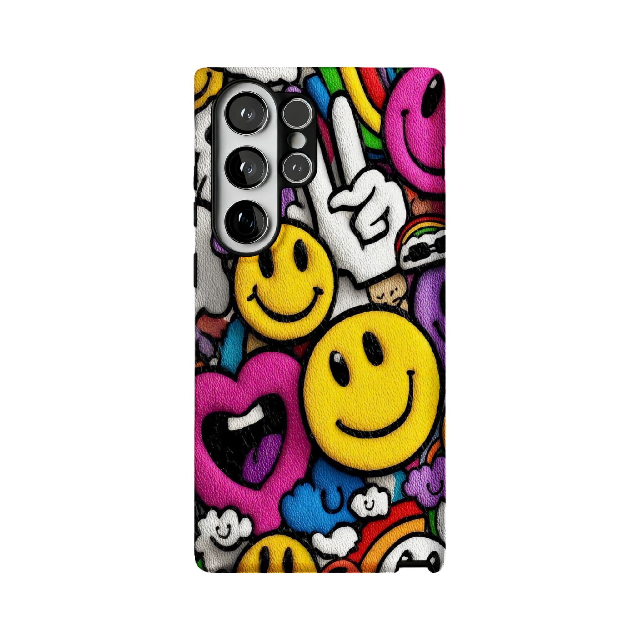 Y2K Smiley Graffiti Phone Case, Dopamine Cover for iPhone