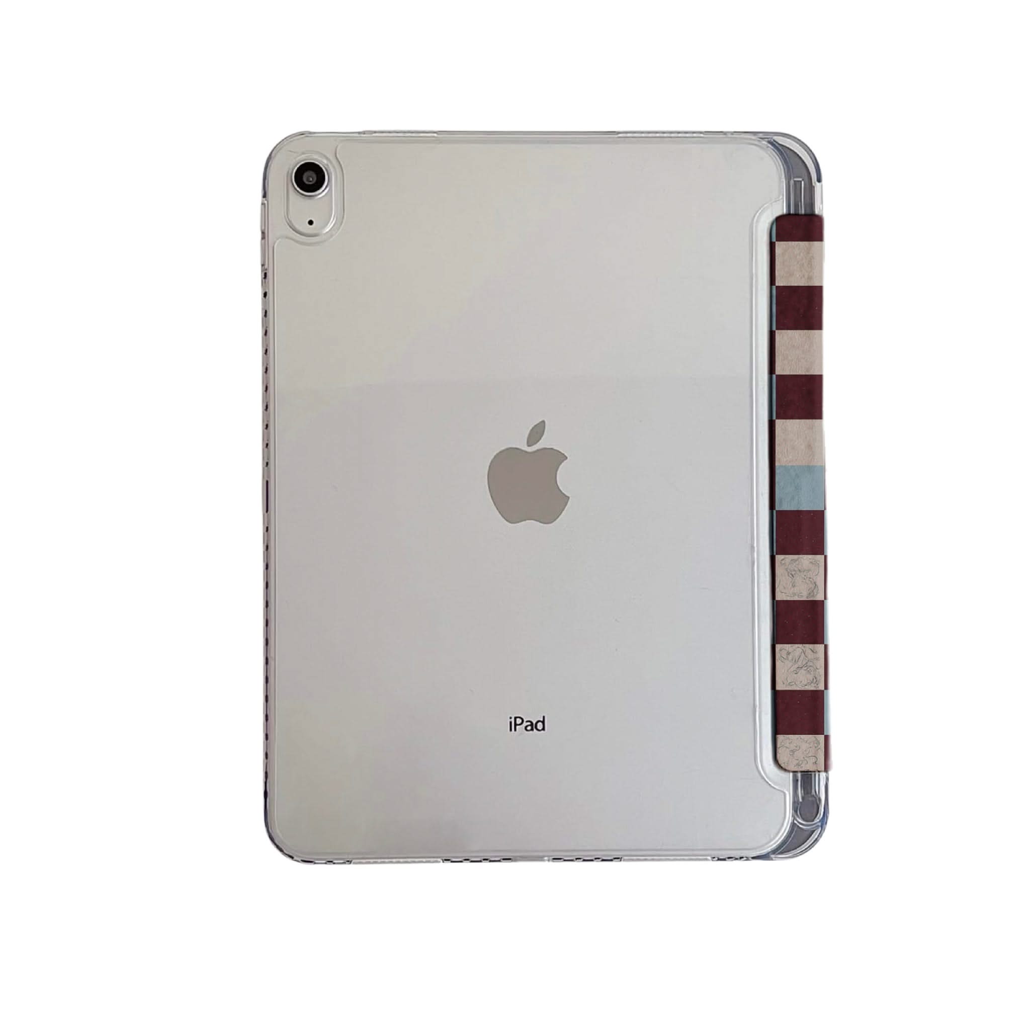 Muted Tone Plaid Sketch Flower Elegant Retro Minimal iPad Cover