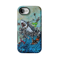 Skeleton Shark Tattoo Art Phone Case, Surf Punk Cover for iPhone