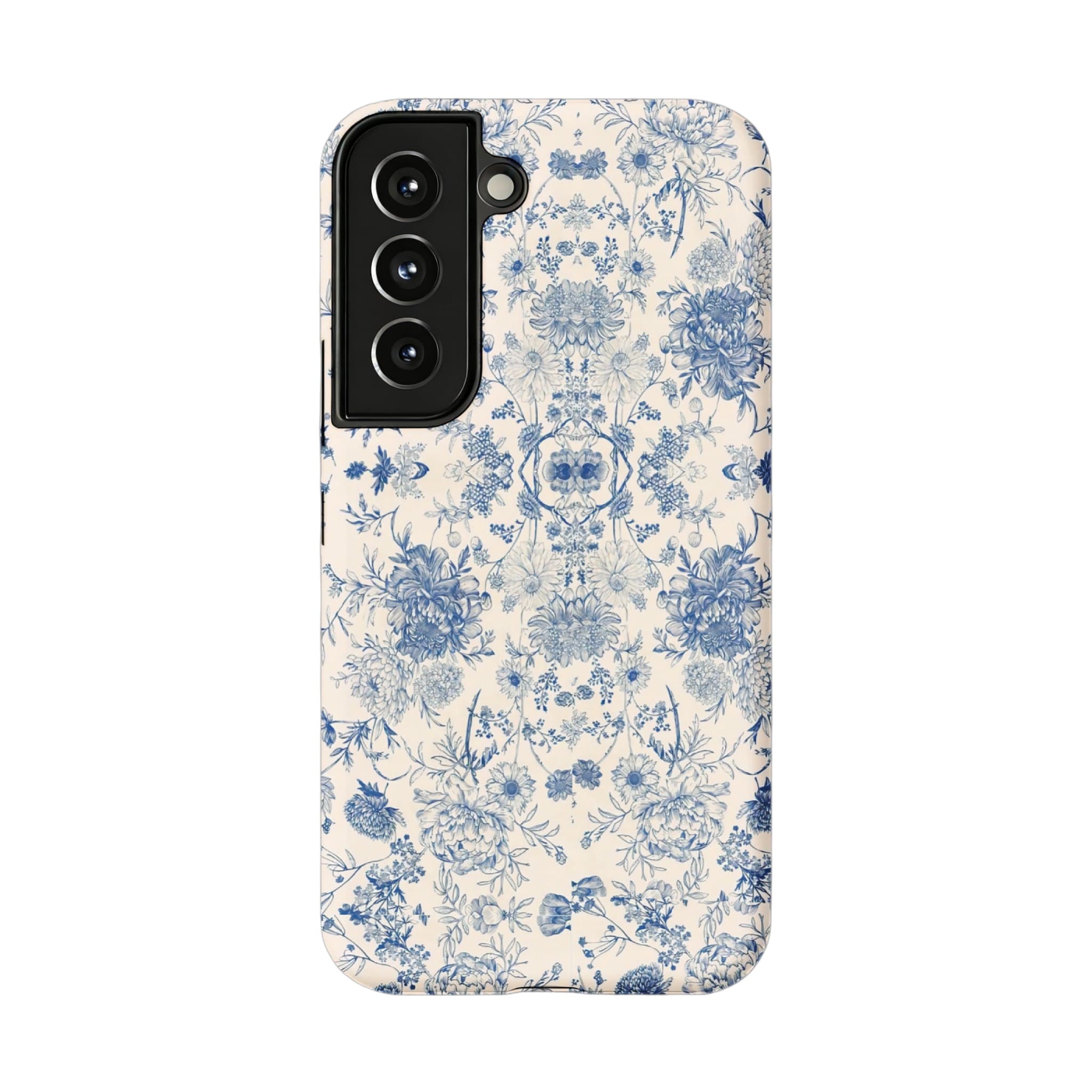 Quiet Luxury Blue Floral Phone Case, Vintage Art Cover for iPhone