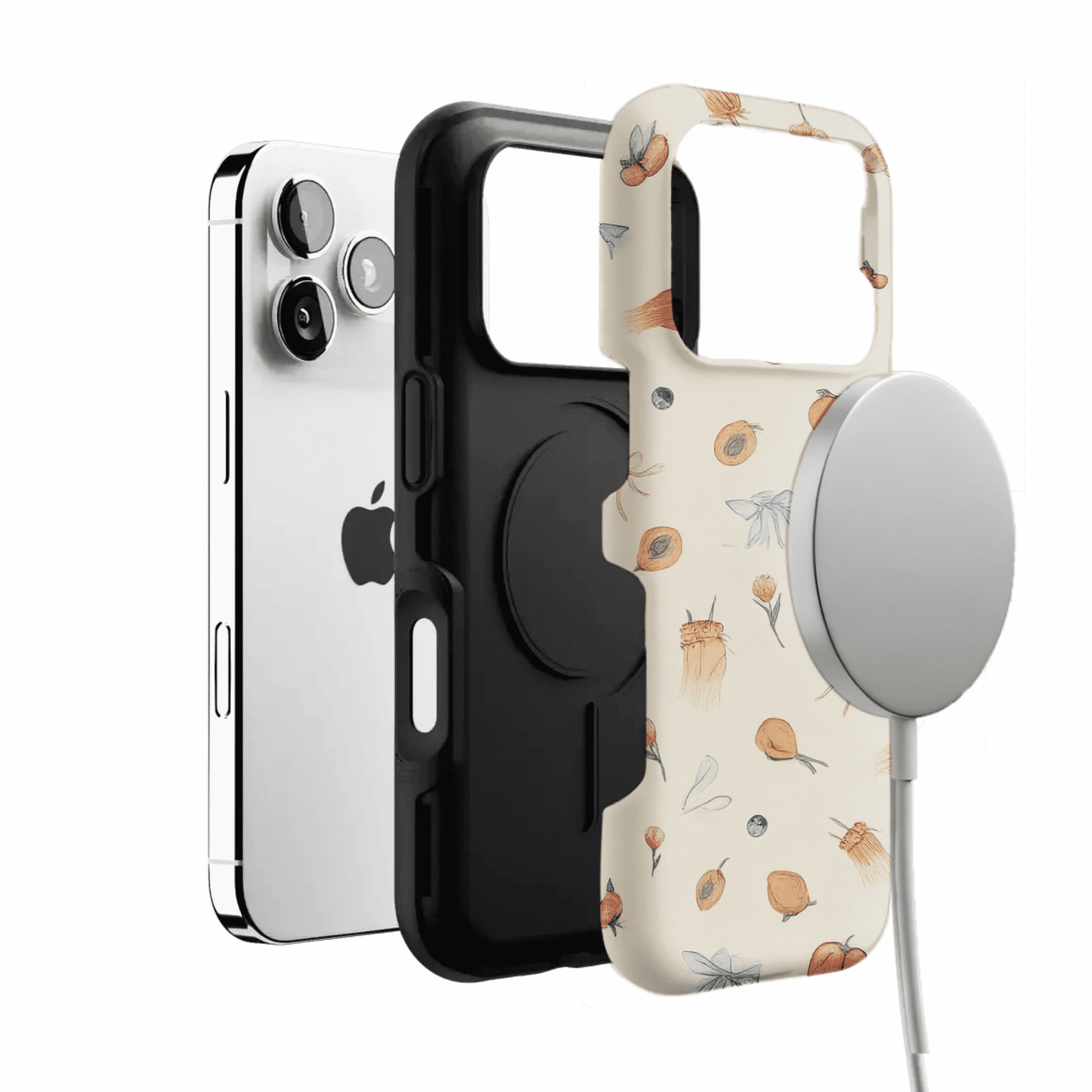 Cream Base Hand Drawn Afternoon Tea Element Shockproof Anti-slip iPhone Case