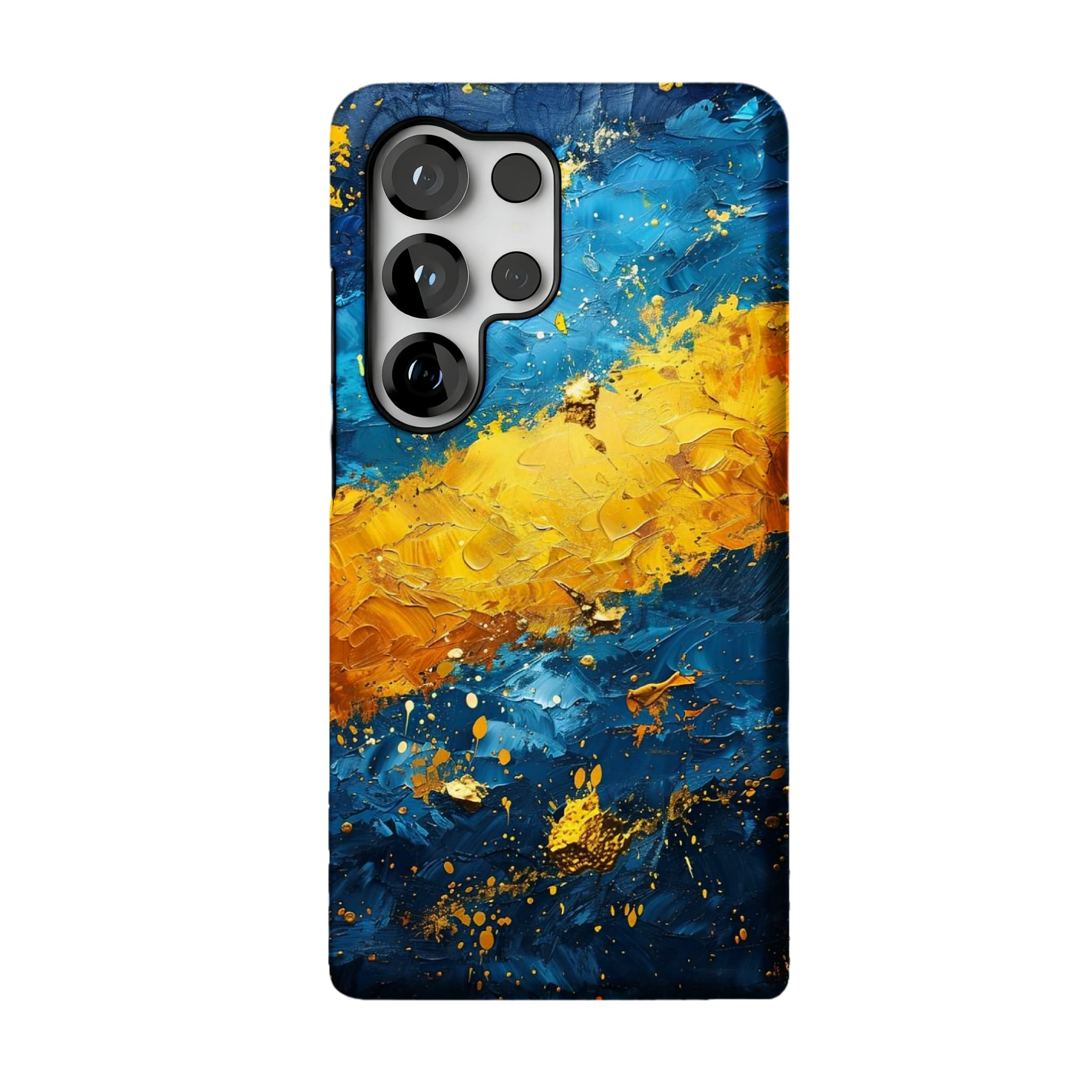 Blue Gold Impasto Oil Painting Phone Case, Abstract Cover for iPhone